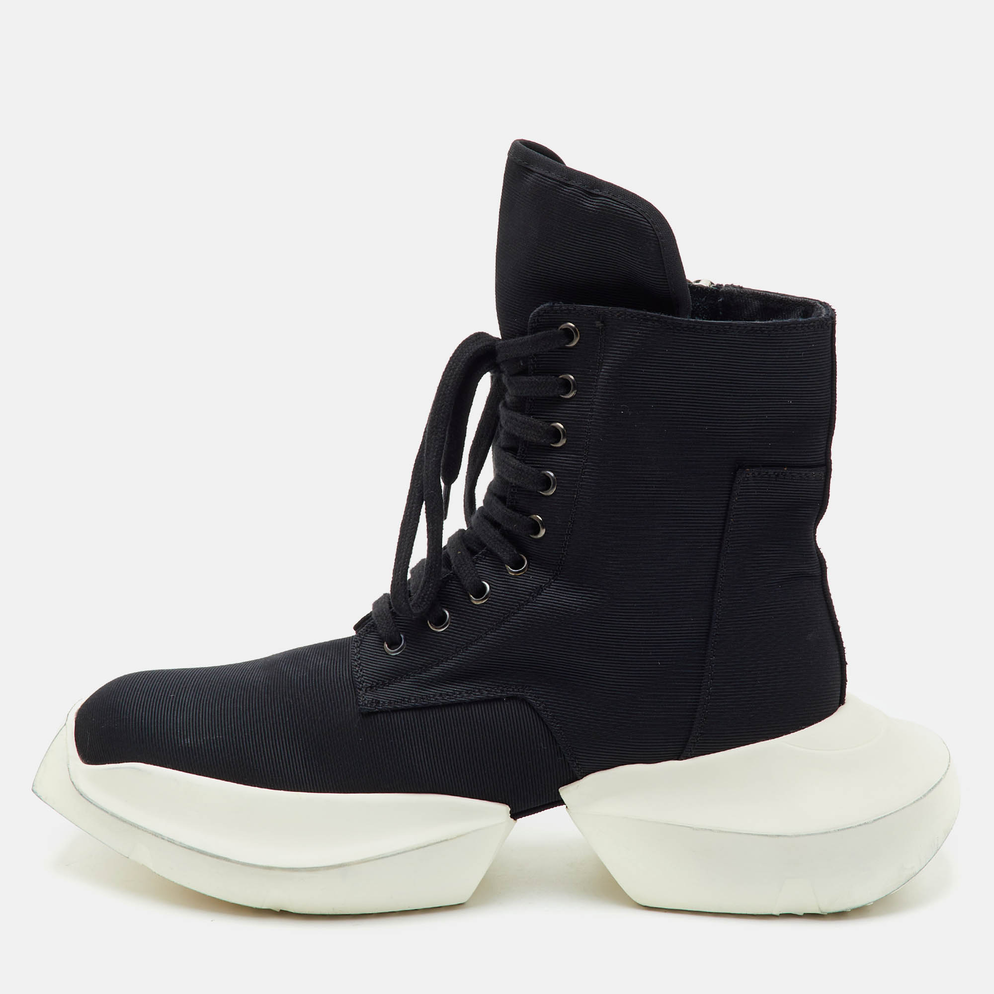 Pre Owned Rick Owens Stivali Size 43 Black Fabric Platform High Top Sneakers