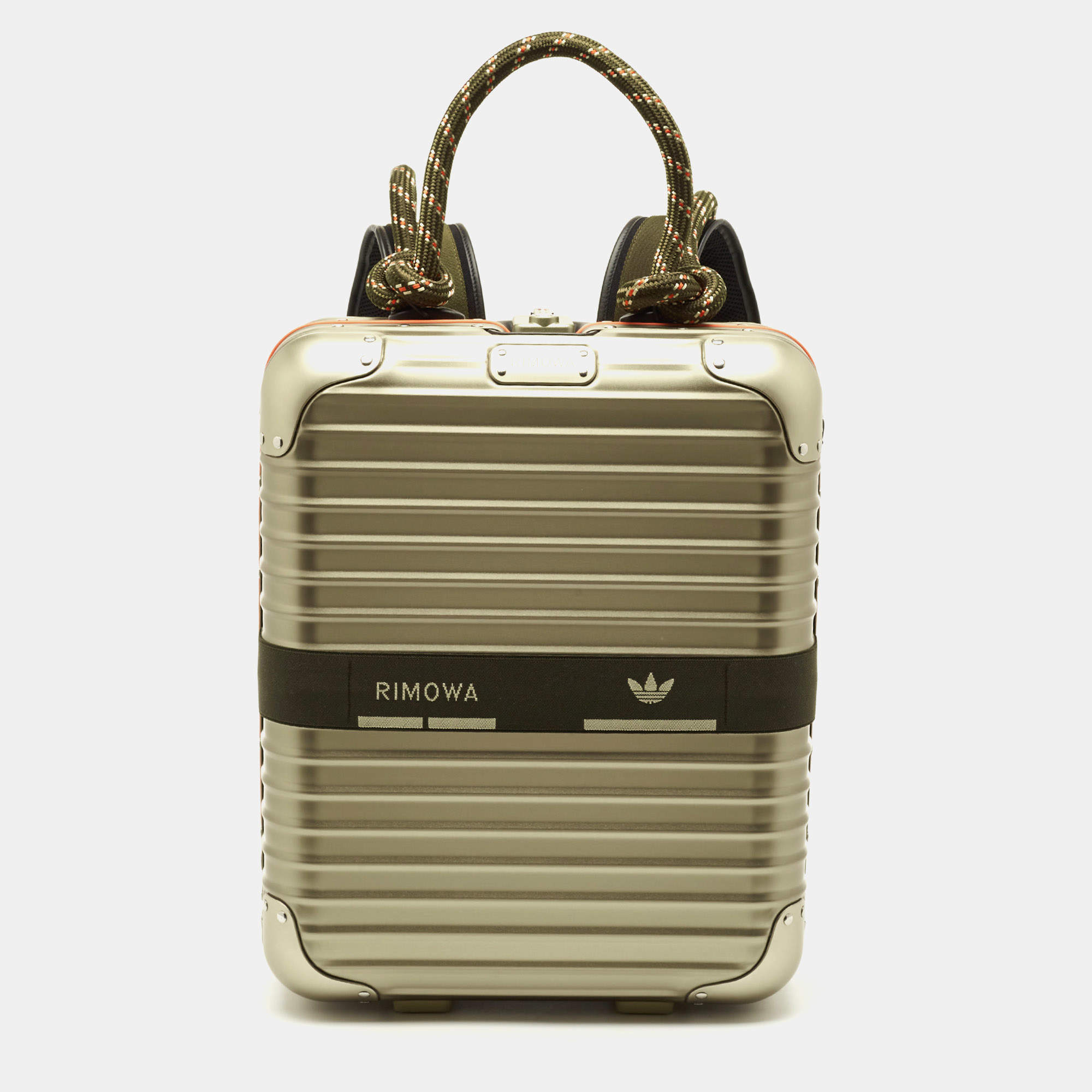 Pre Owned Rimowa x Adidas Metallic Beige Aluminium NMD Backpack