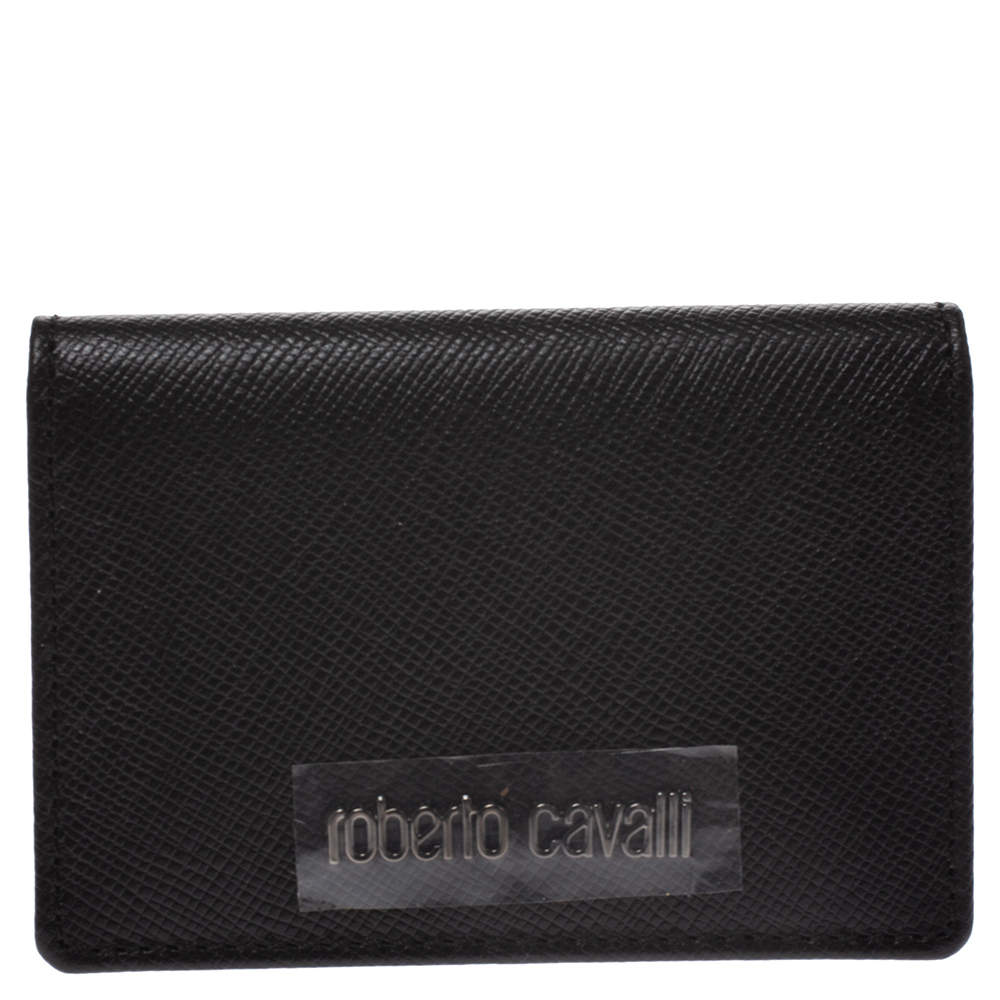 Pre Owned Roberto Cavalli Black Leather Card Holder