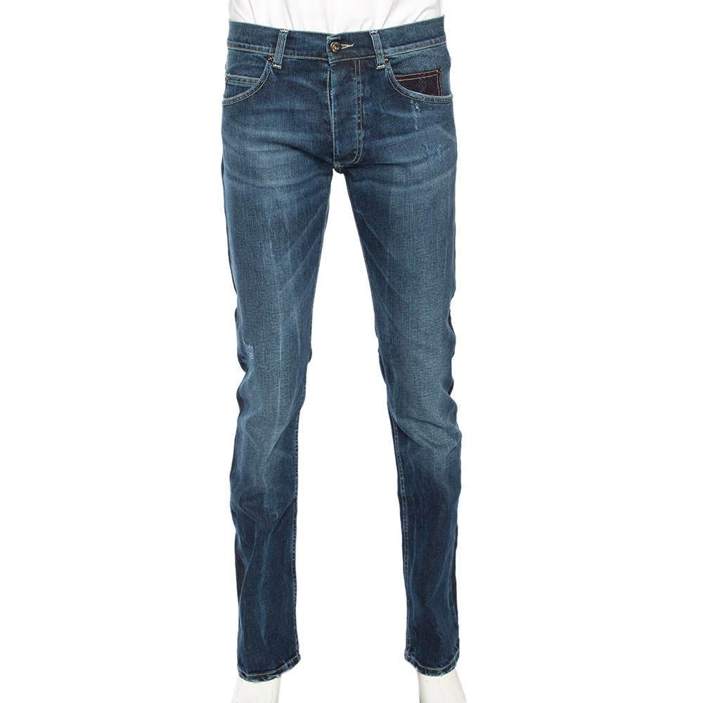 Pre Owned Roberto Cavalli Blue Denim Straight Fit Jeans L
