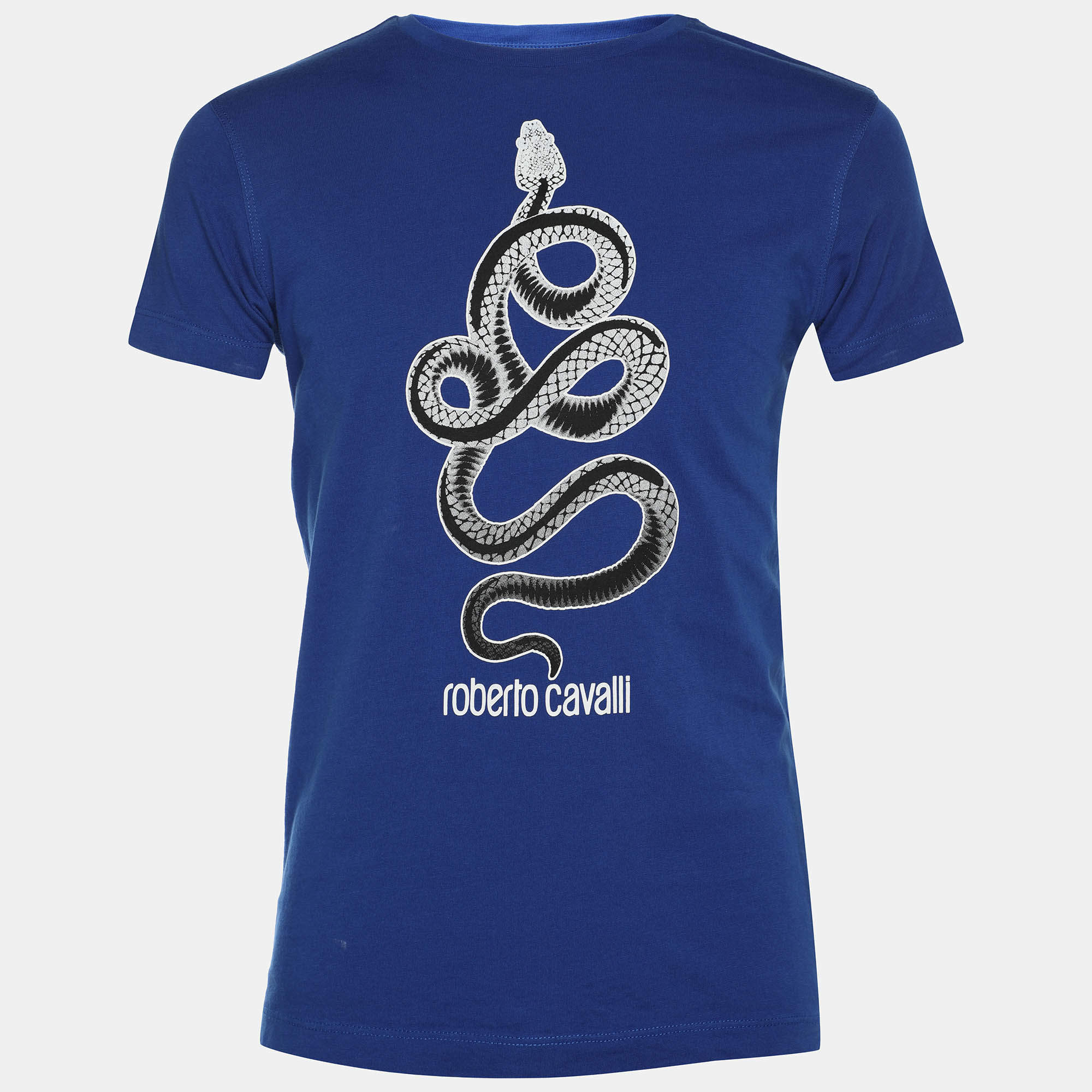 Roberto Cavalli Blue Cotton Crew Neck T-Shirt S
