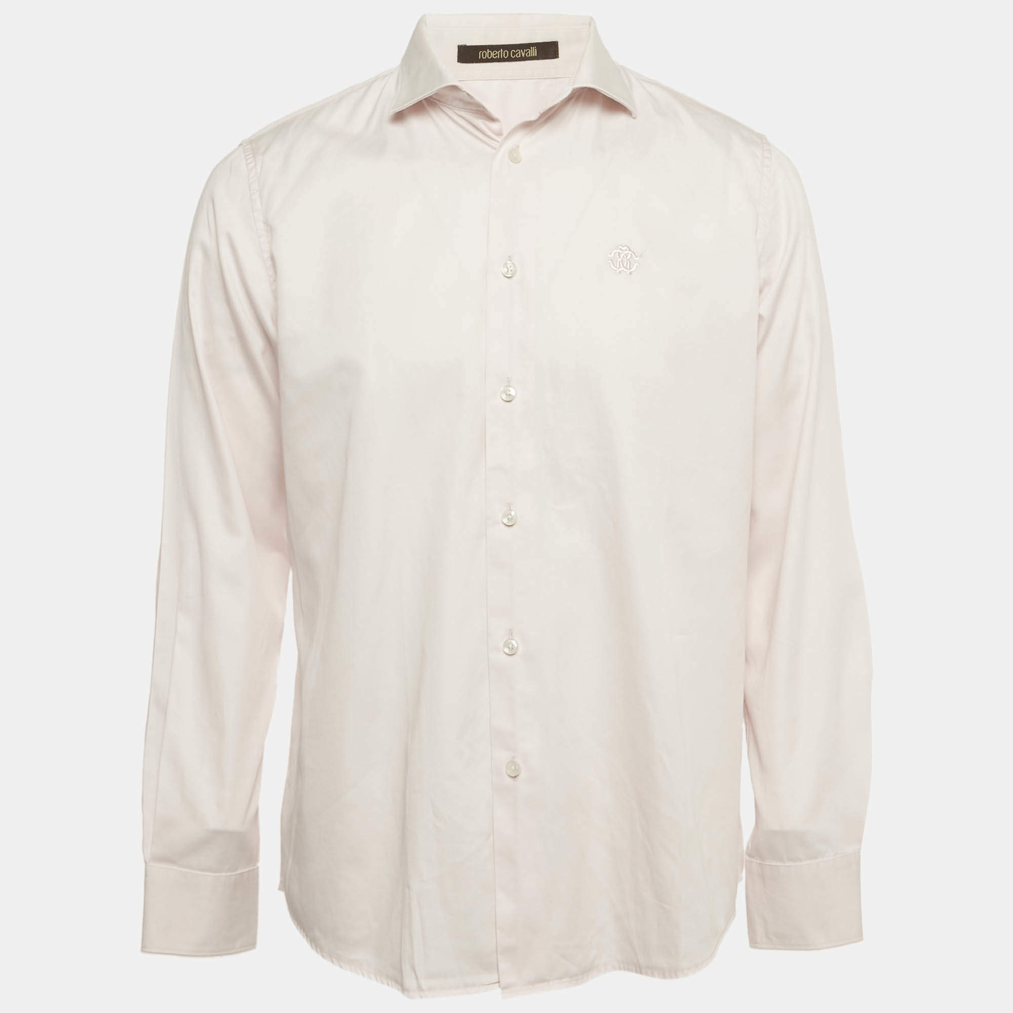 Pre Owned Roberto Cavalli Pink Cotton Long Sleeve Shirt XL