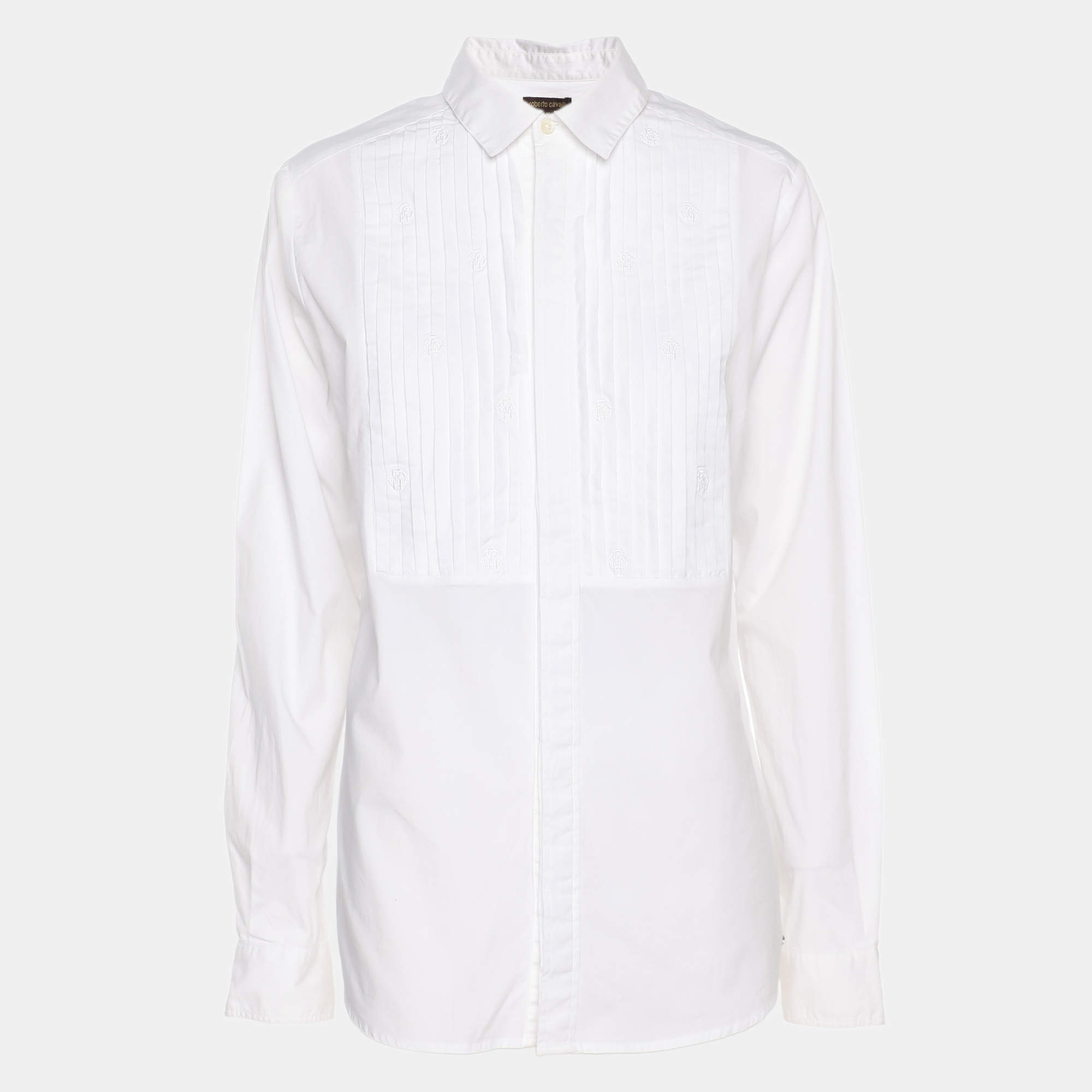 مملوكة مسبقًا Roberto Cavalli White Cotton Button Front Shirt M