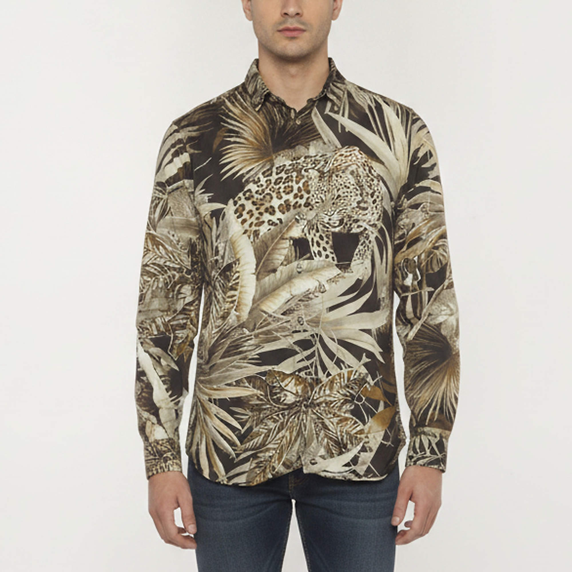 Pre Owned Roberto Cavalli Multicolor Animal Print Crepe Button Up Shirt L