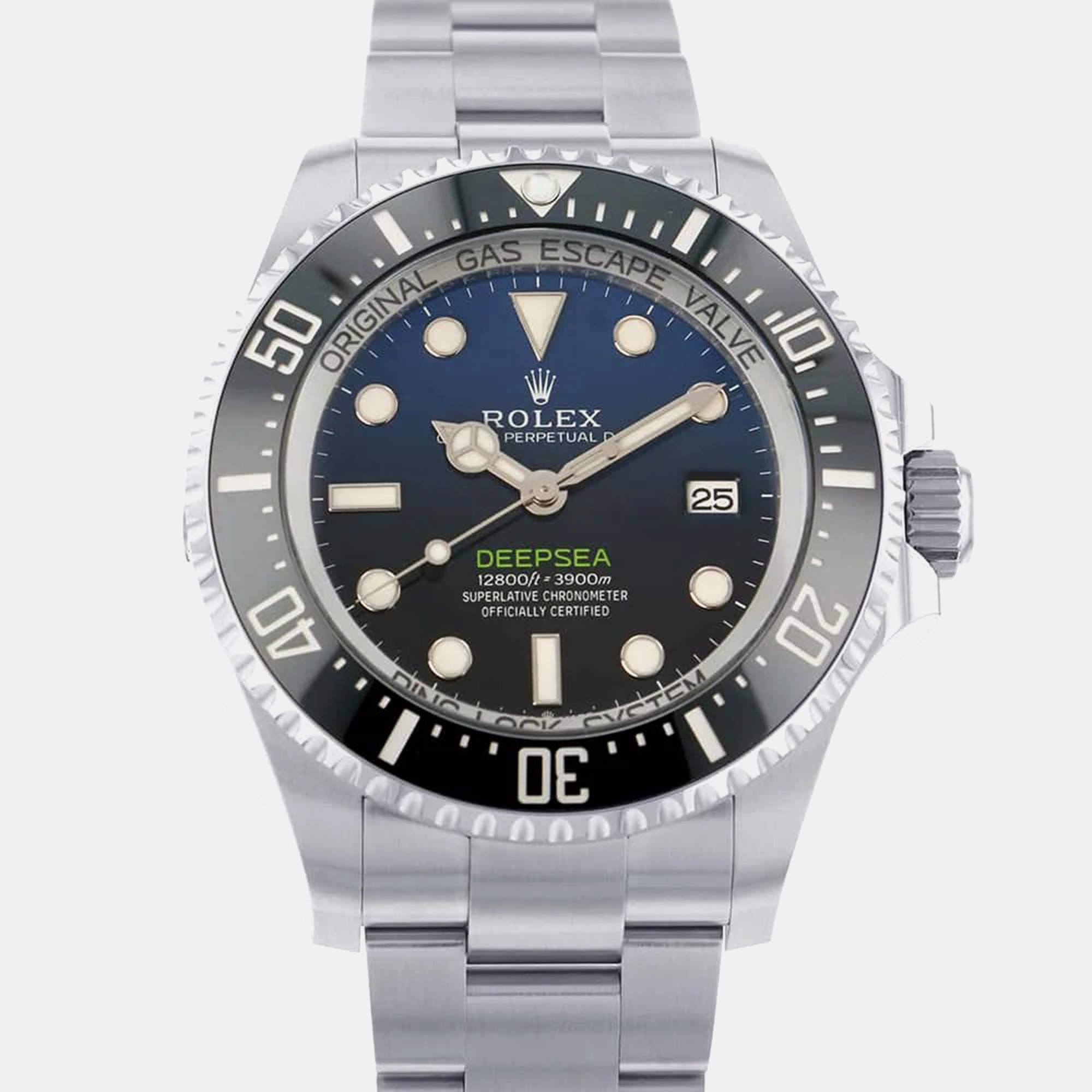 Rolex Blue Stainless Steel Sea-Dweller Deepsea Automatic Men's Wristwatch 44 mm