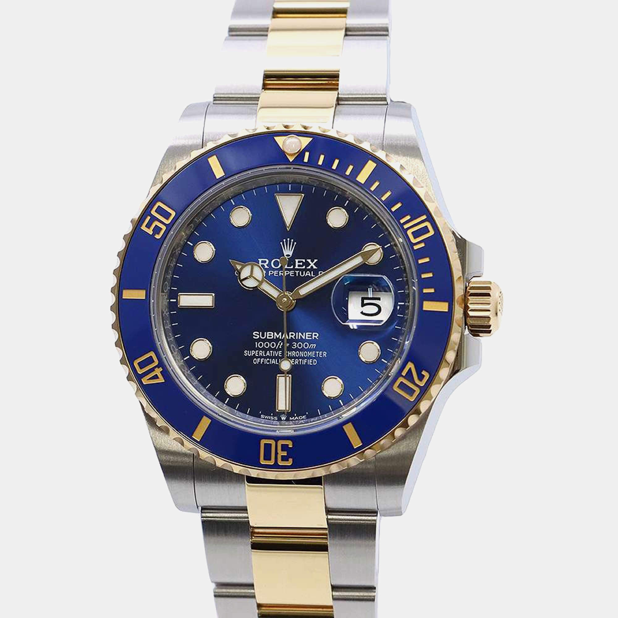 Rolex Blue 18k Yellow Gold Stainless Steel Submariner 126613LB Automatic Men's Wristwatch 41 mm