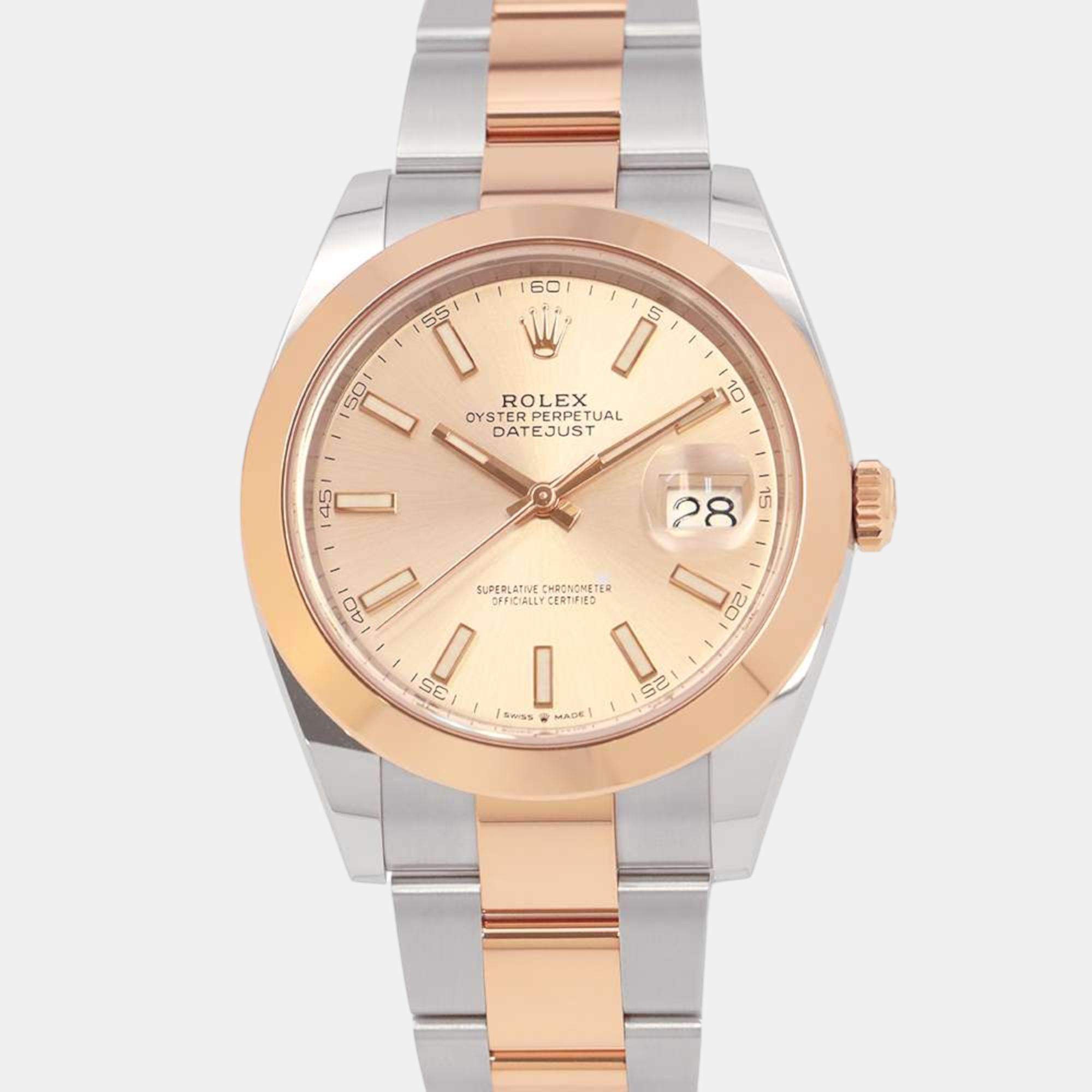 Rolex Sundust 18k Rose Gold Stainless Steel Datejust 126301 Automatic Men's Wristwatch 41 mm