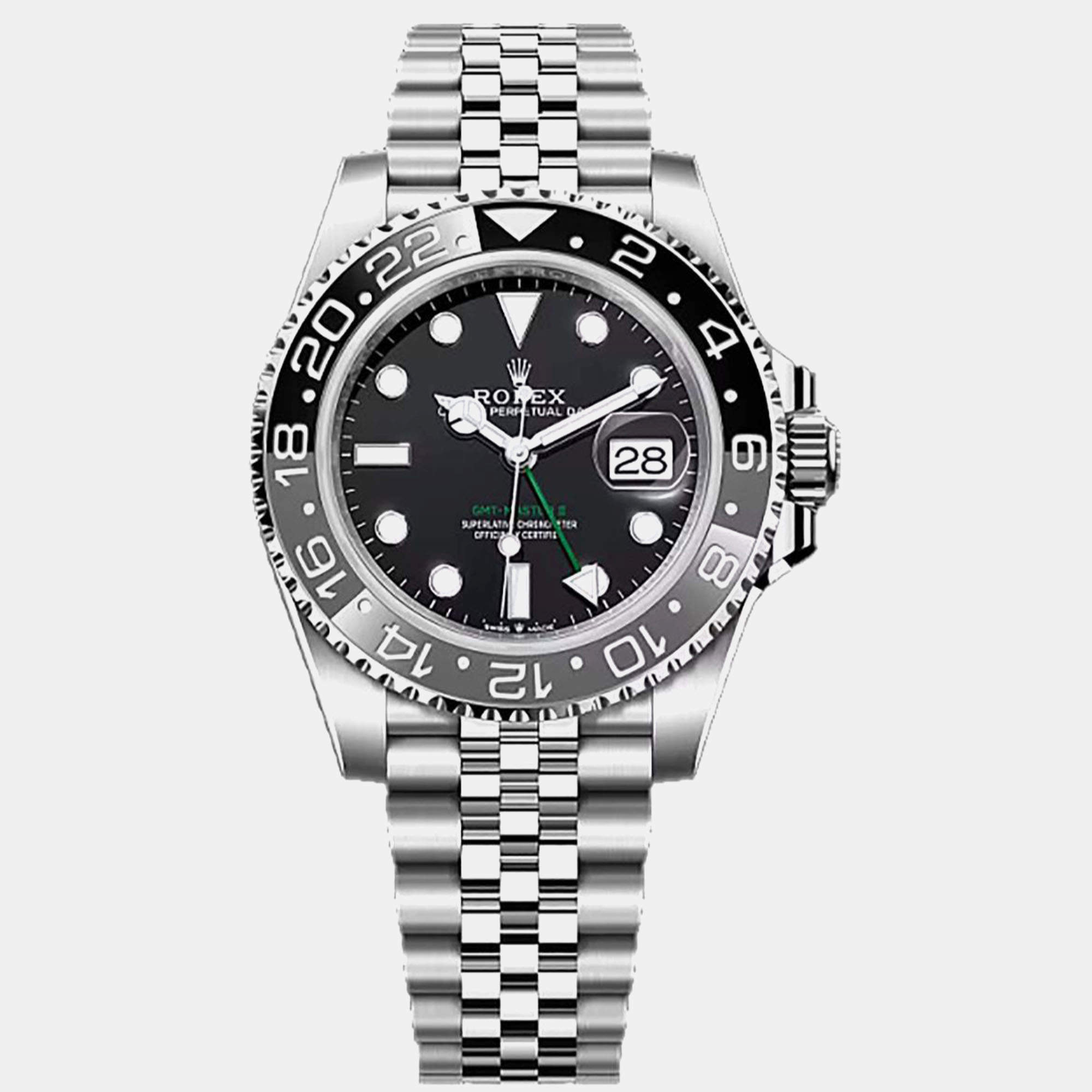 Pre Owned Rolex Black Stainless Steel GMT Master II Men's Wristwatch 40 mm