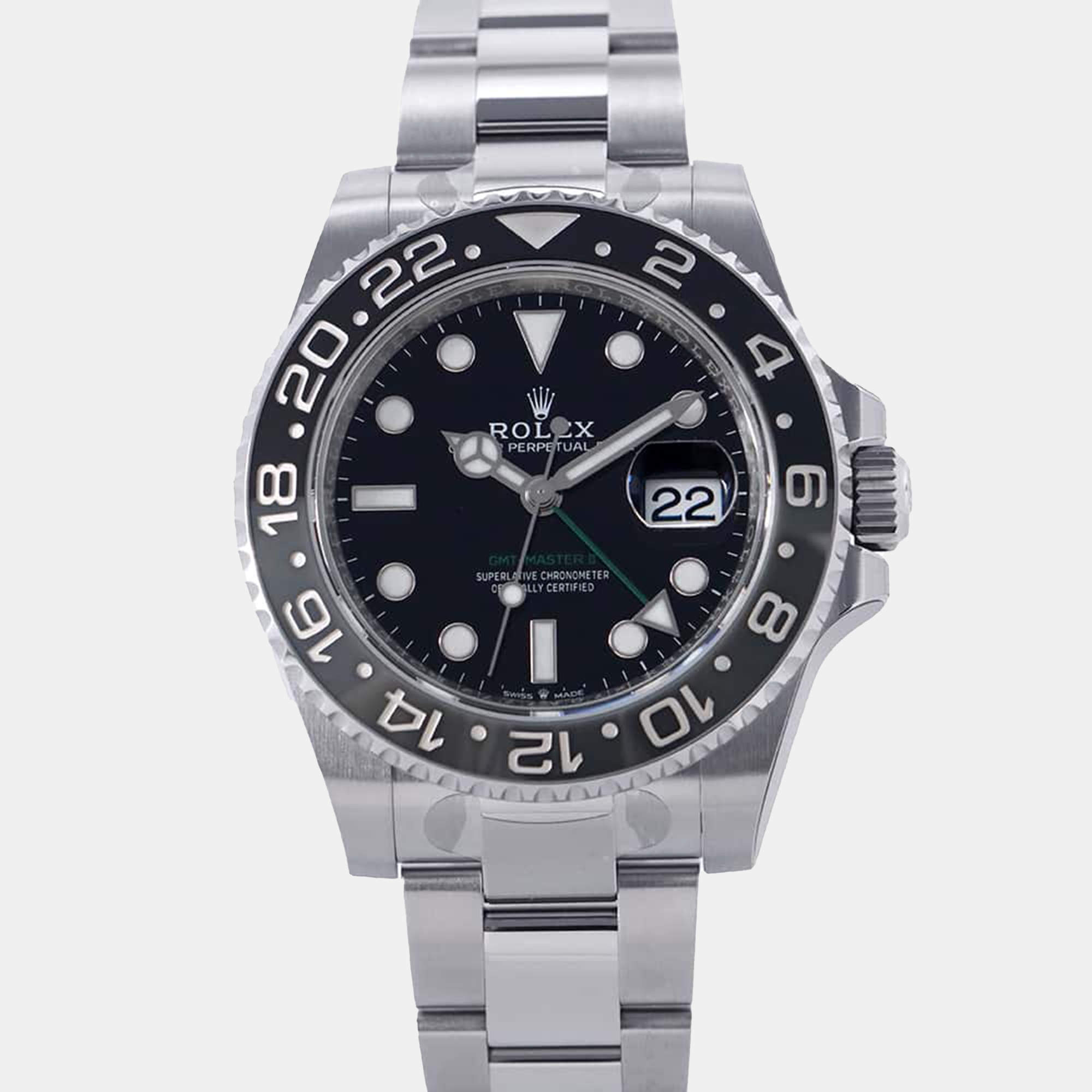 Rolex Black Stainless Steel GMT-Master II 126710 Automatic Men's Wristwatch 40mm