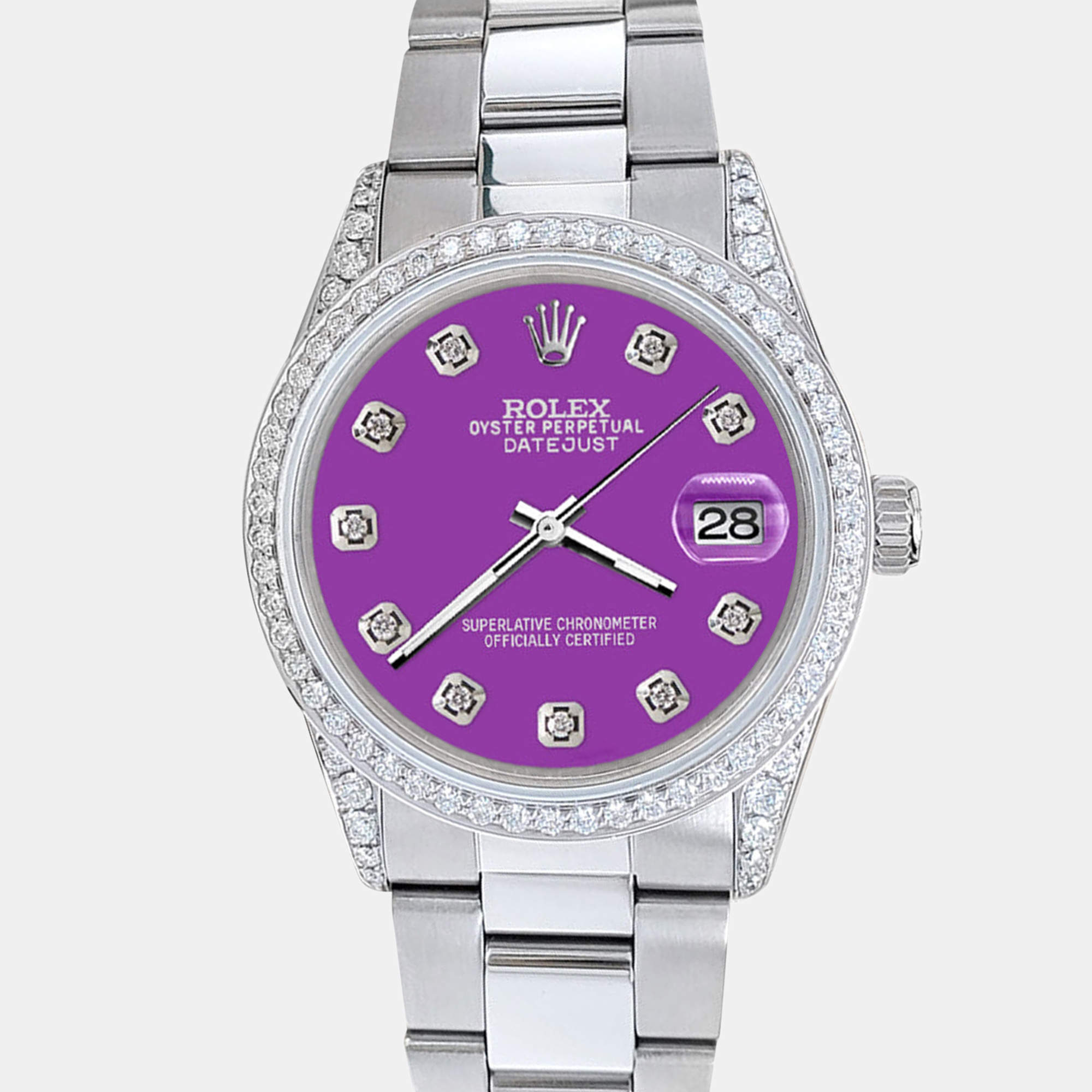 Rolex Custom Sangria 1.95ct Diamonds Stainless Steel Datejust  Automatic Men's Wristwatch 36mm