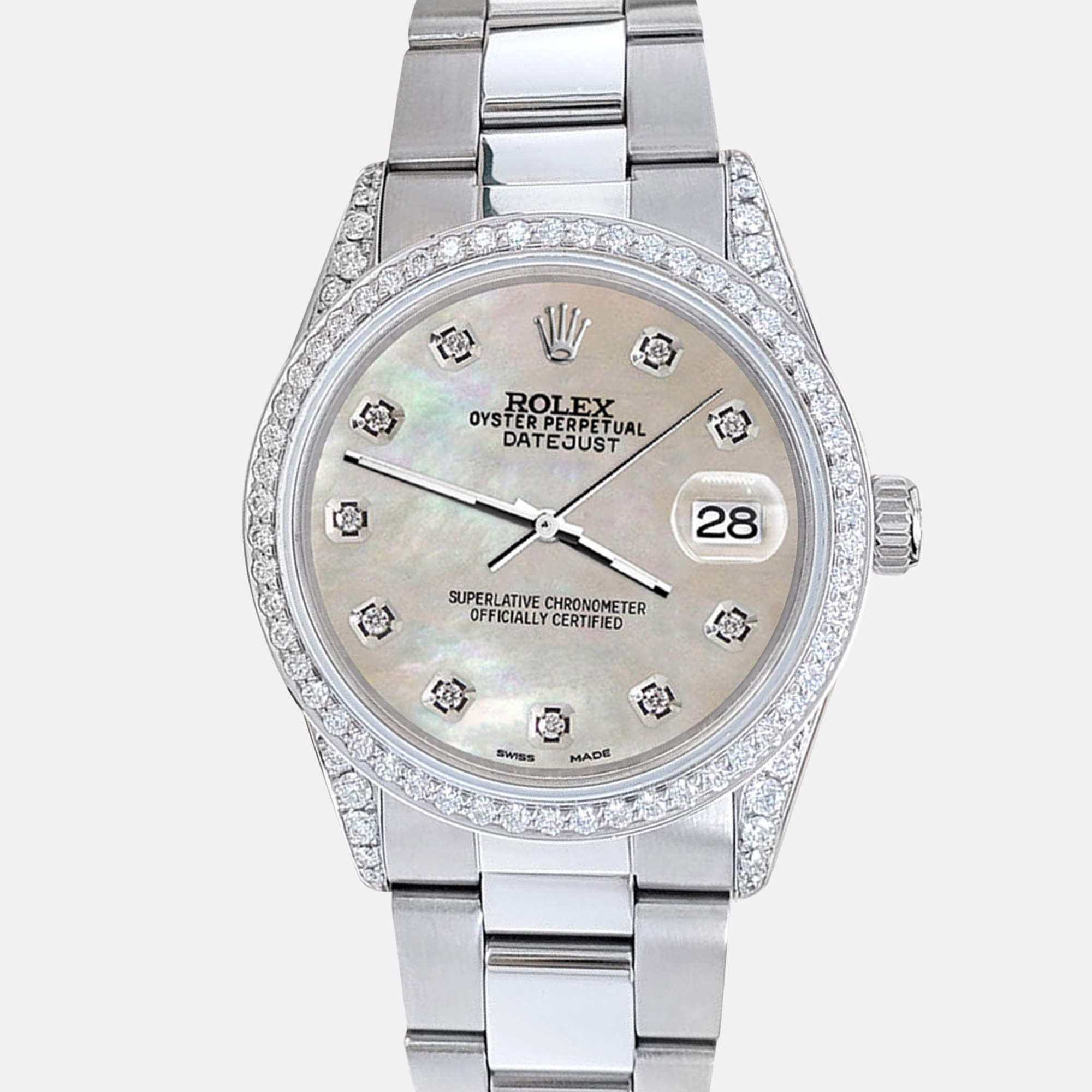 Rolex Custom Champagne 1.95ct Diamonds Stainless Steel Datejust  Automatic Men's Wristwatch 36mm