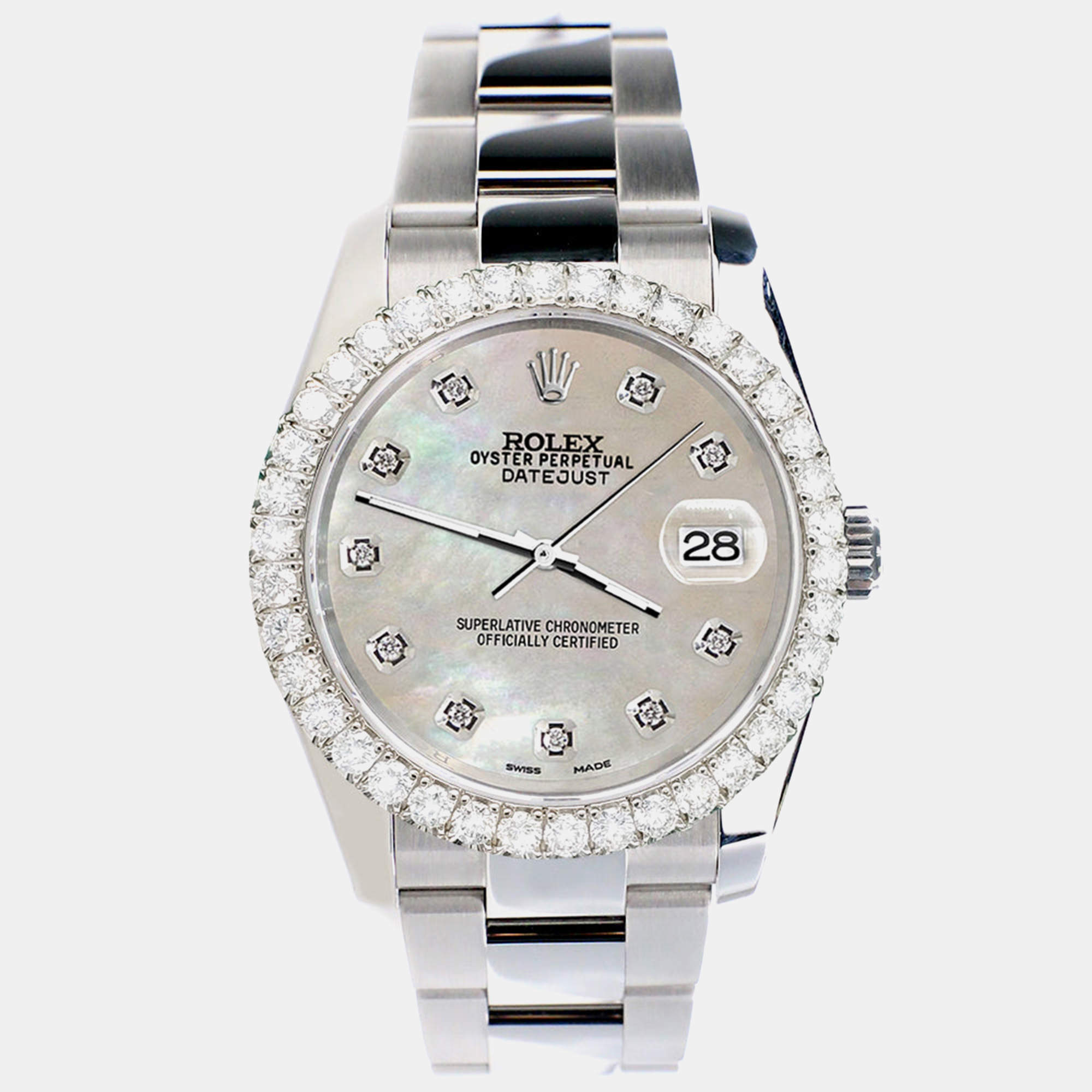 Rolex Custom Champagne 2.7ct Diamonds Stainless Steel Datejust 116200 Automatic Men's Wristwatch 36mm