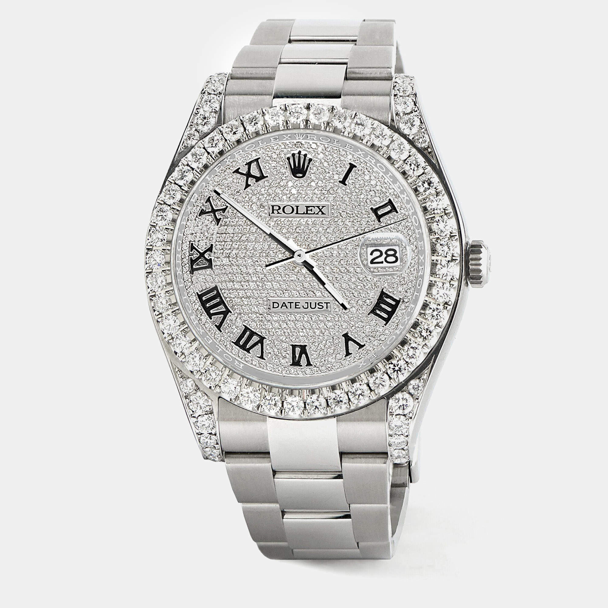 Rolex Custom 5.9CT Diamond Stainless Steel Datejust II 116300 Automatic Men's Wristwatch 41 mm