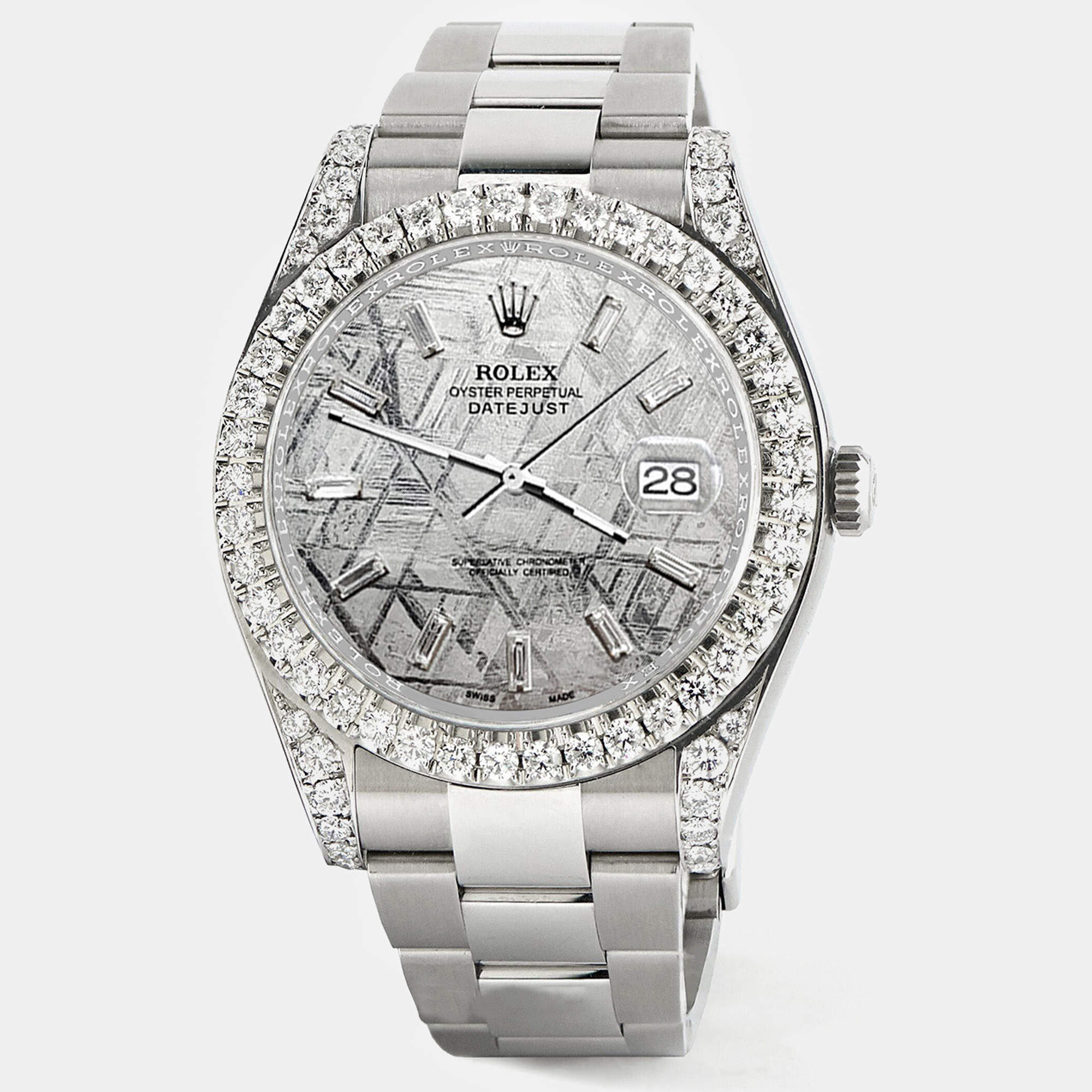Rolex Custom Gray 4.5ct Diamond Stainless Steel Datejust II 116300 Automatic Men's Wristwatch 41 mm