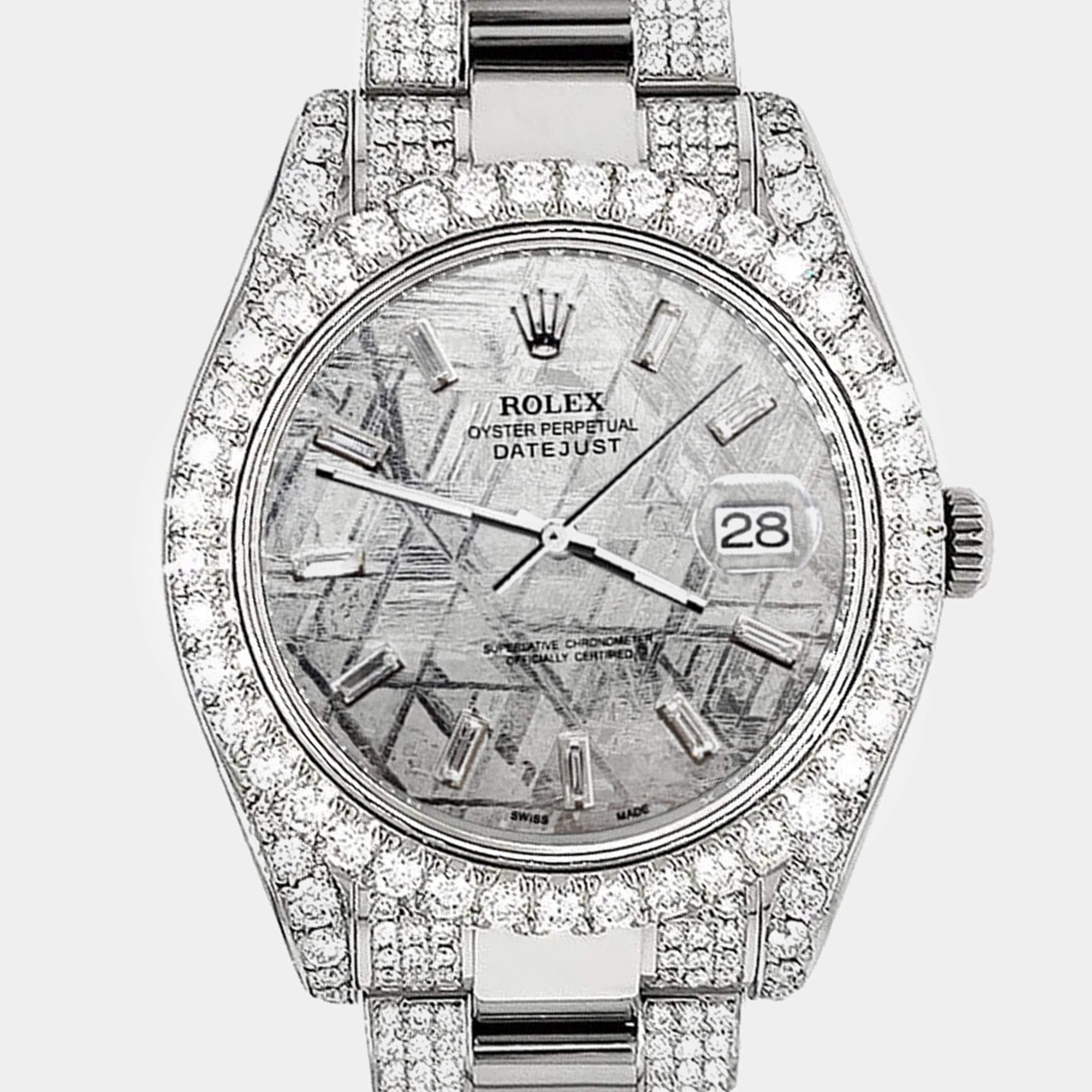 Rolex Custom Gray 8.3ct Diamond Stainless Steel Datejust II 116300 Automatic Men's Wristwatch 41 mm