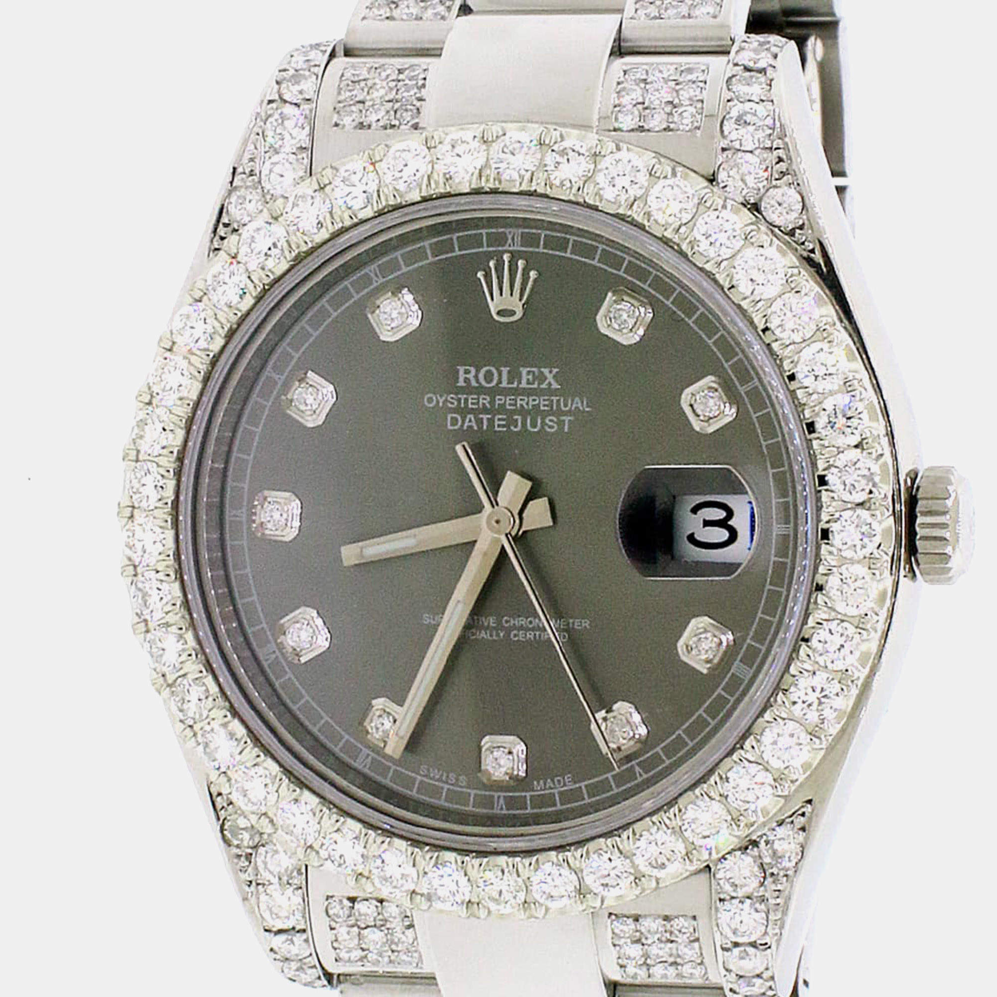 Rolex Customised  7.0CT Diamond Stainless Steel Datejust II 116300 Automatic Men's Wristwatch 41MM