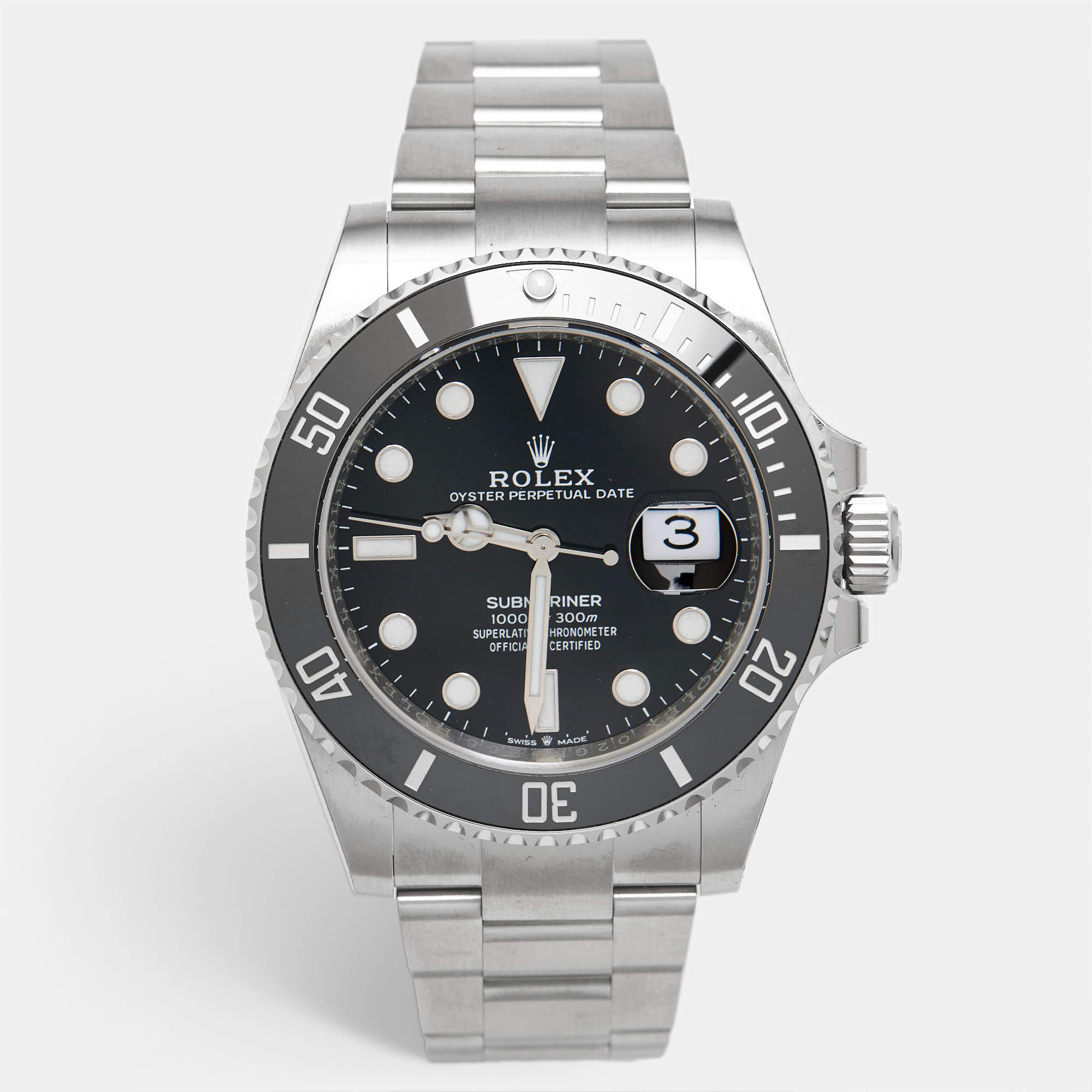 Pre Owned Rolex Black Cerachrom Oystersteel Submariner M126610LN-0001 Men's Wristwatch 41 mm