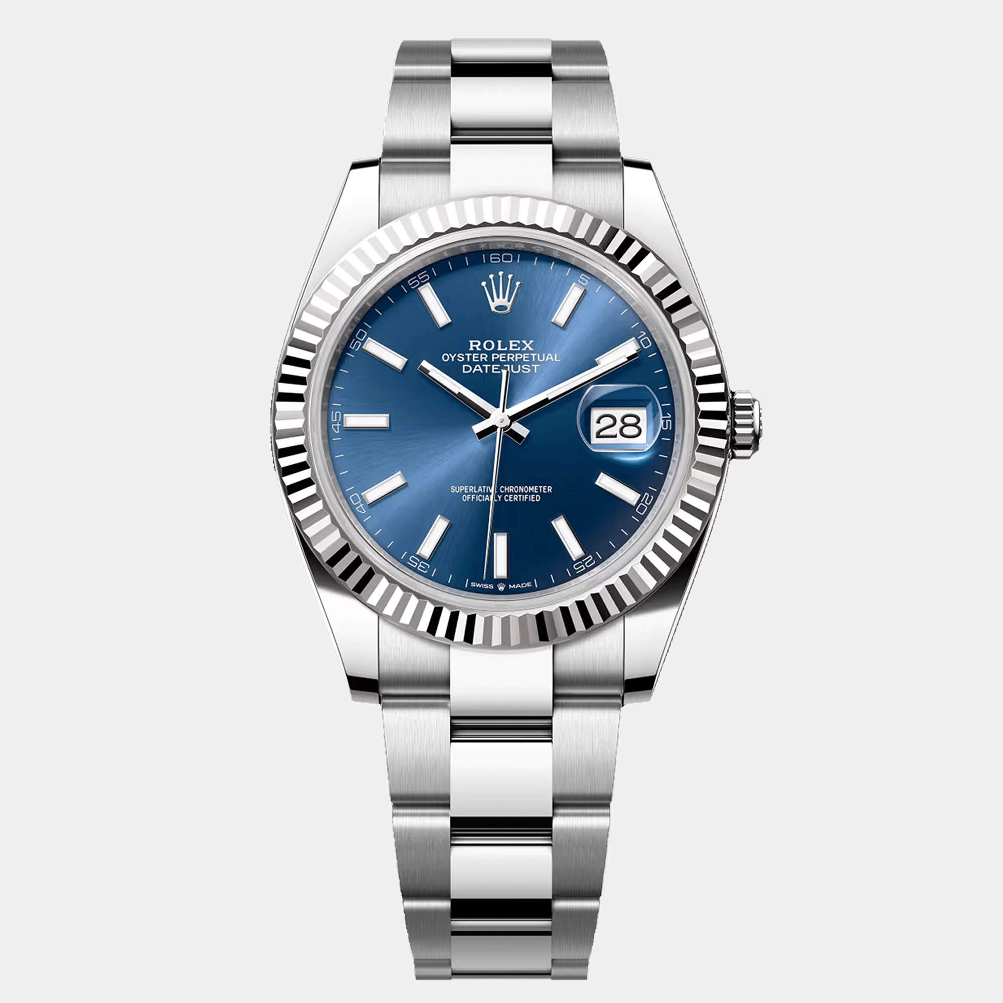 مملوكة مسبقًا Rolex Datejust 126334-0001 Automatic Blue 18k White Gold Stainless Steel Men's Wristwatch 41 mm