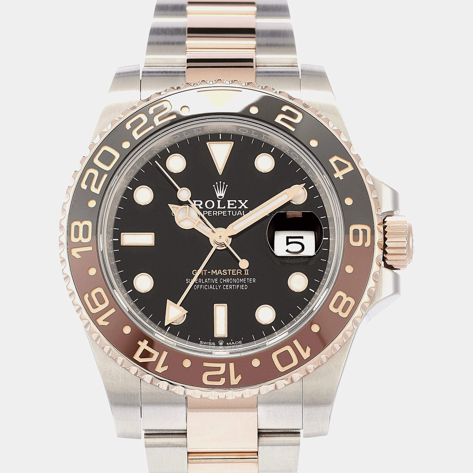 Pre Owned Rolex GMT Master II 126711 CHNR Rootbeer Black 18K Everose Gold Stainless Steel Automatic Men's Wristwatch 40mm