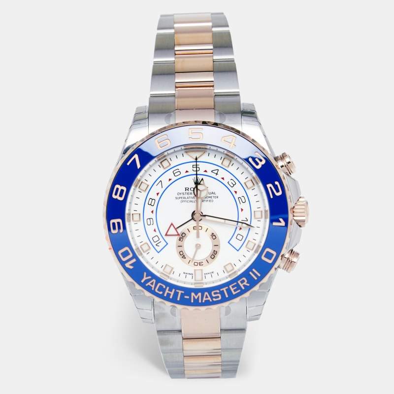 Rolex White 18K Everose Gold Oystersteel Cerachrom Yacht-Master II M116681-0002 Men's Wristwatch 44 mm