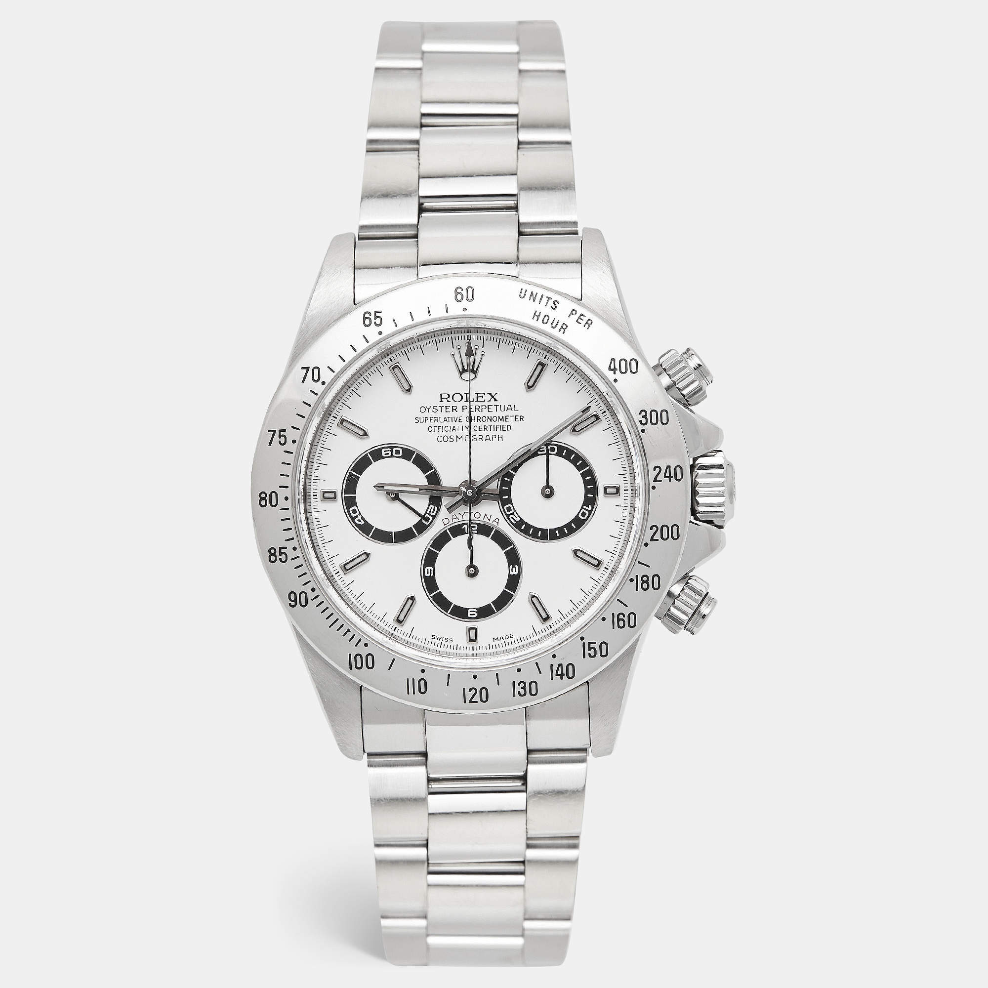 Rolex White Stainless Steel Cosmograph Daytona 16520 Men's Wristwatch 40 mm