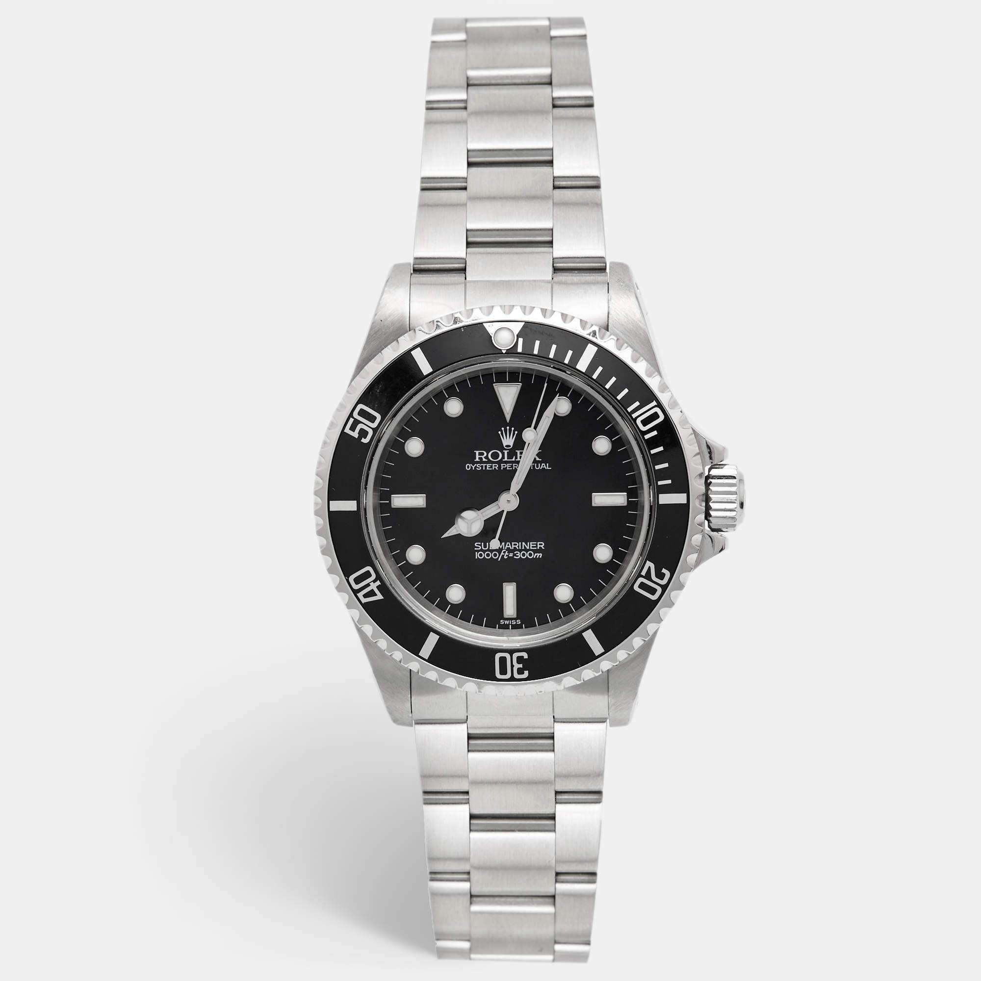 Rolex Black Stainless Steel Submariner 14060 Men's Wristwatch 40 mm