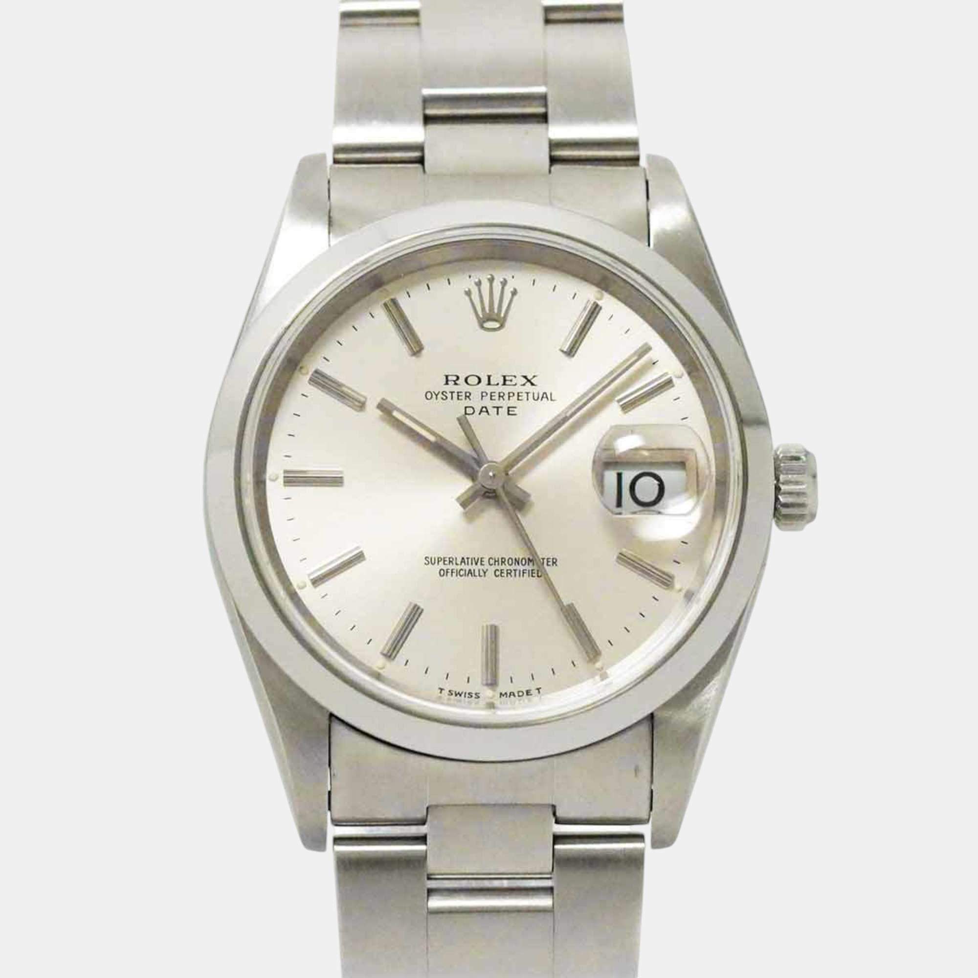 Rolex Silver Automatic Oyster Perpetual Date 15200 W number Men's watch