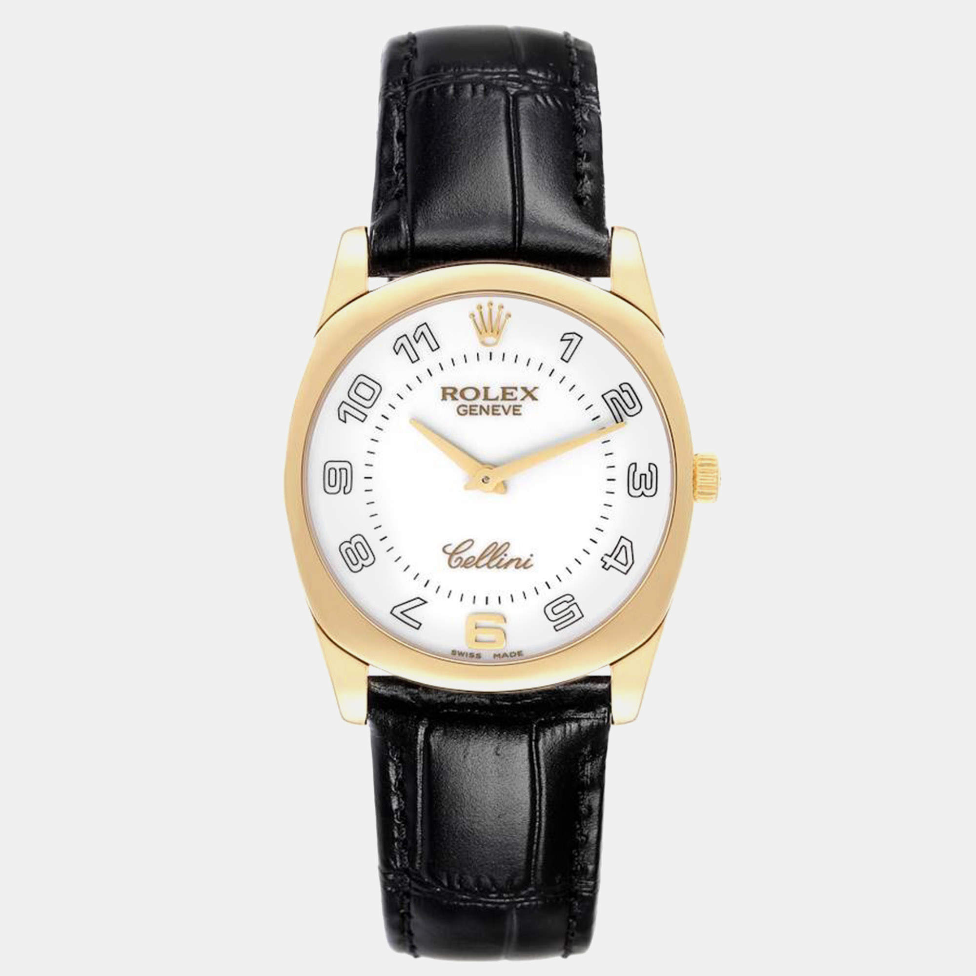 Rolex Cellini Danaos Yellow Gold White Dial Mens Watch 4233