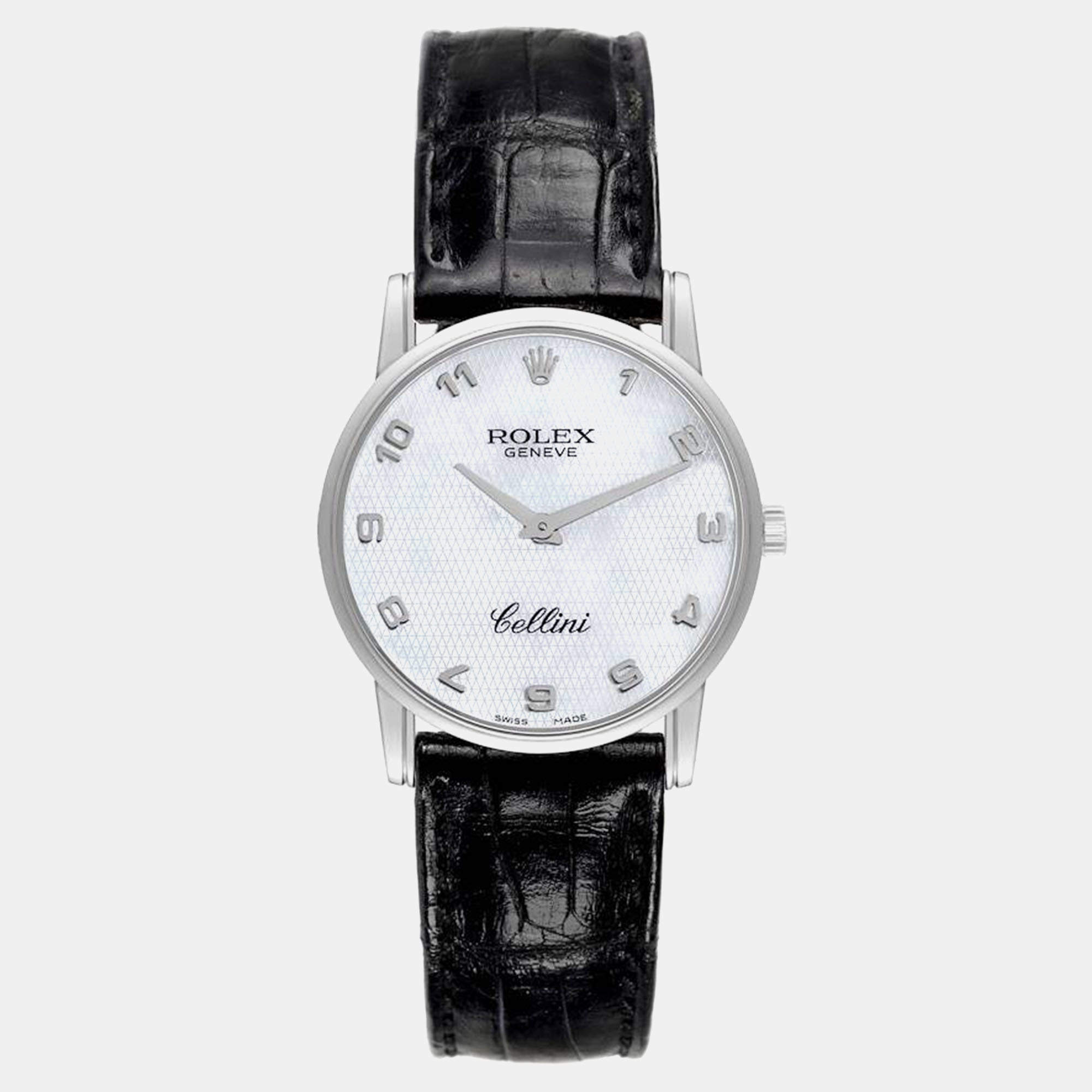 Rolex Cellini Classic Mother of Pearl Dial White Gold Men's Watch 5116 31.8 mm