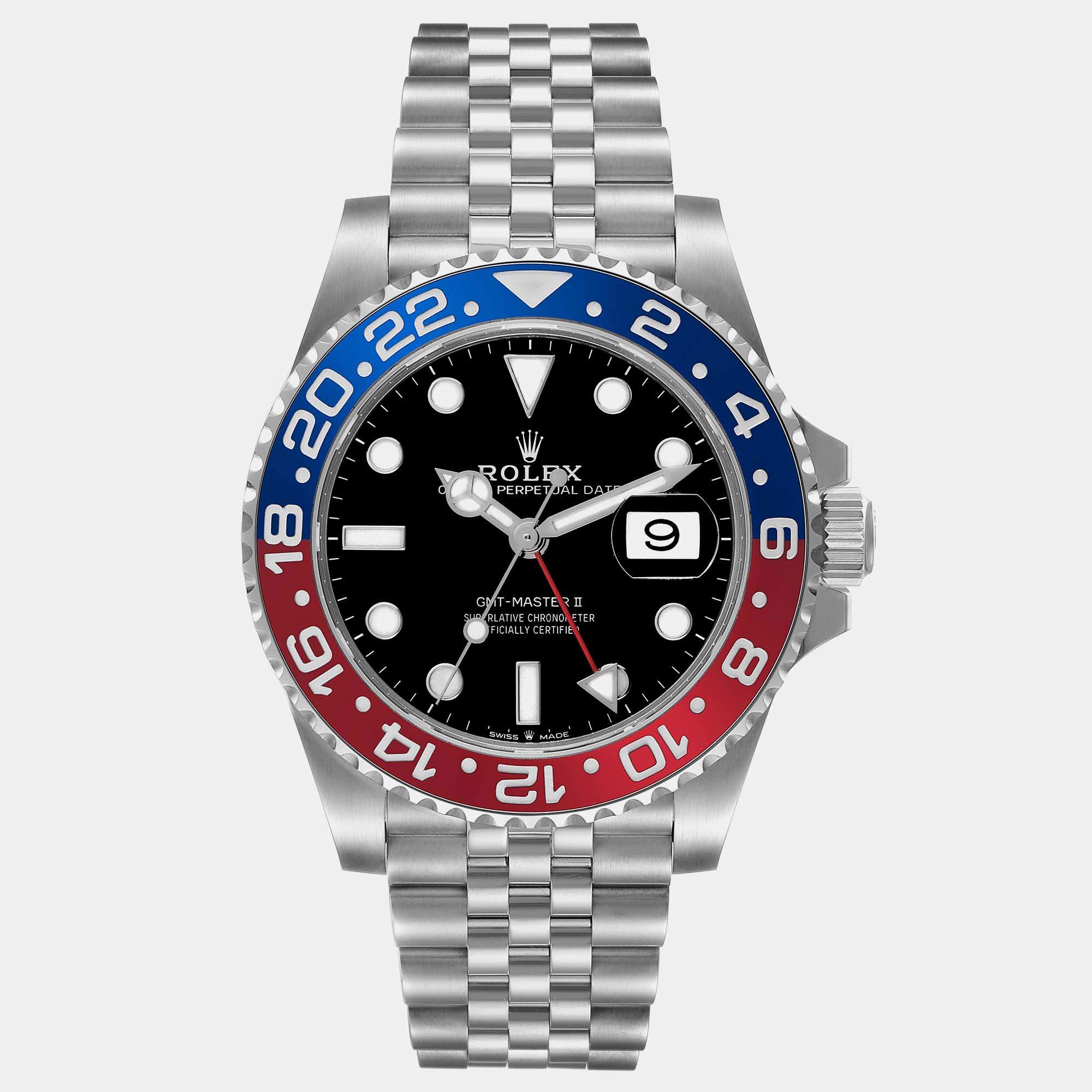 Rolex GMT Master II Blue Red Pepsi Bezel Steel Mens Watch 126710  