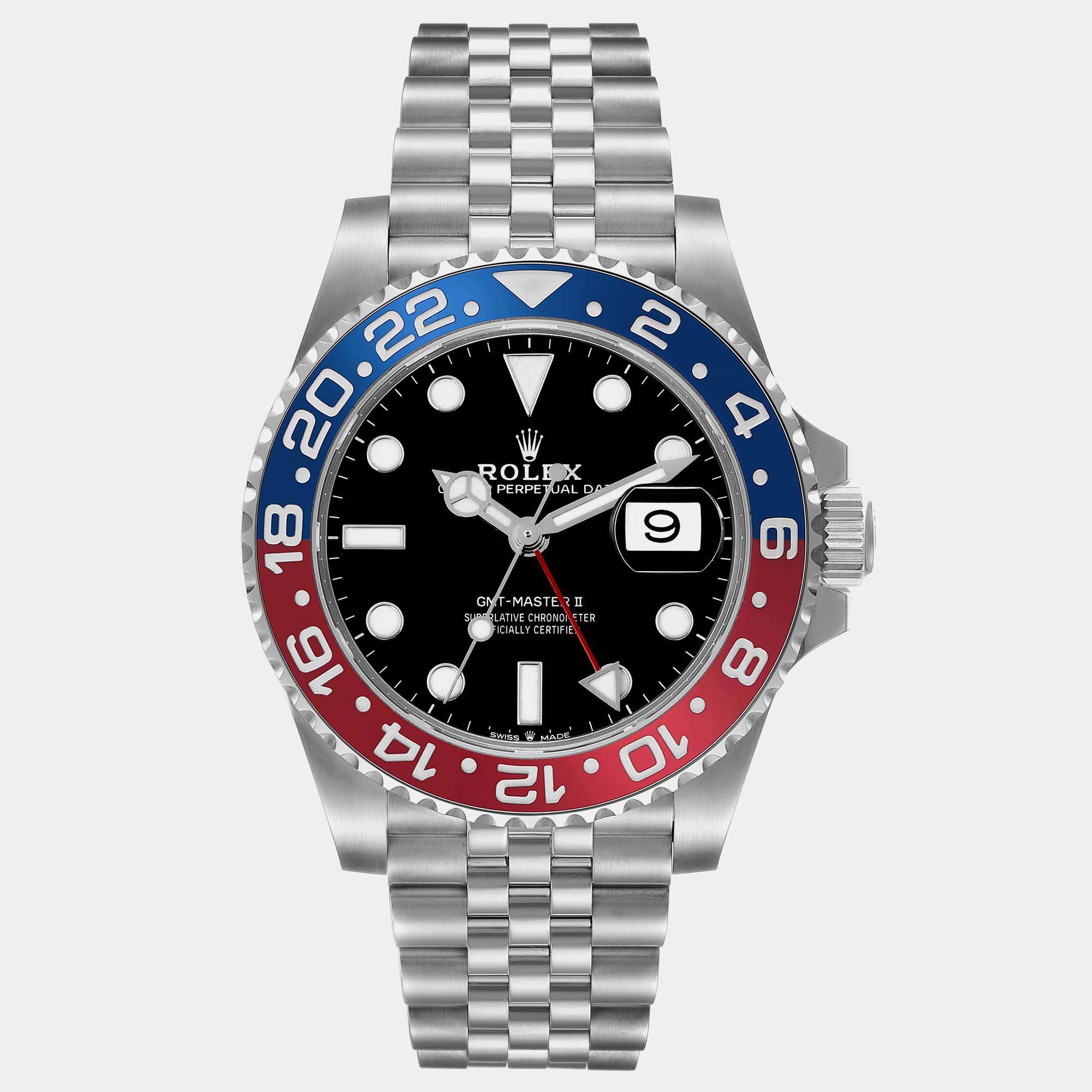 Rolex GMT Master II Blue Red Pepsi Bezel Steel Men's Watch 40.0 mm