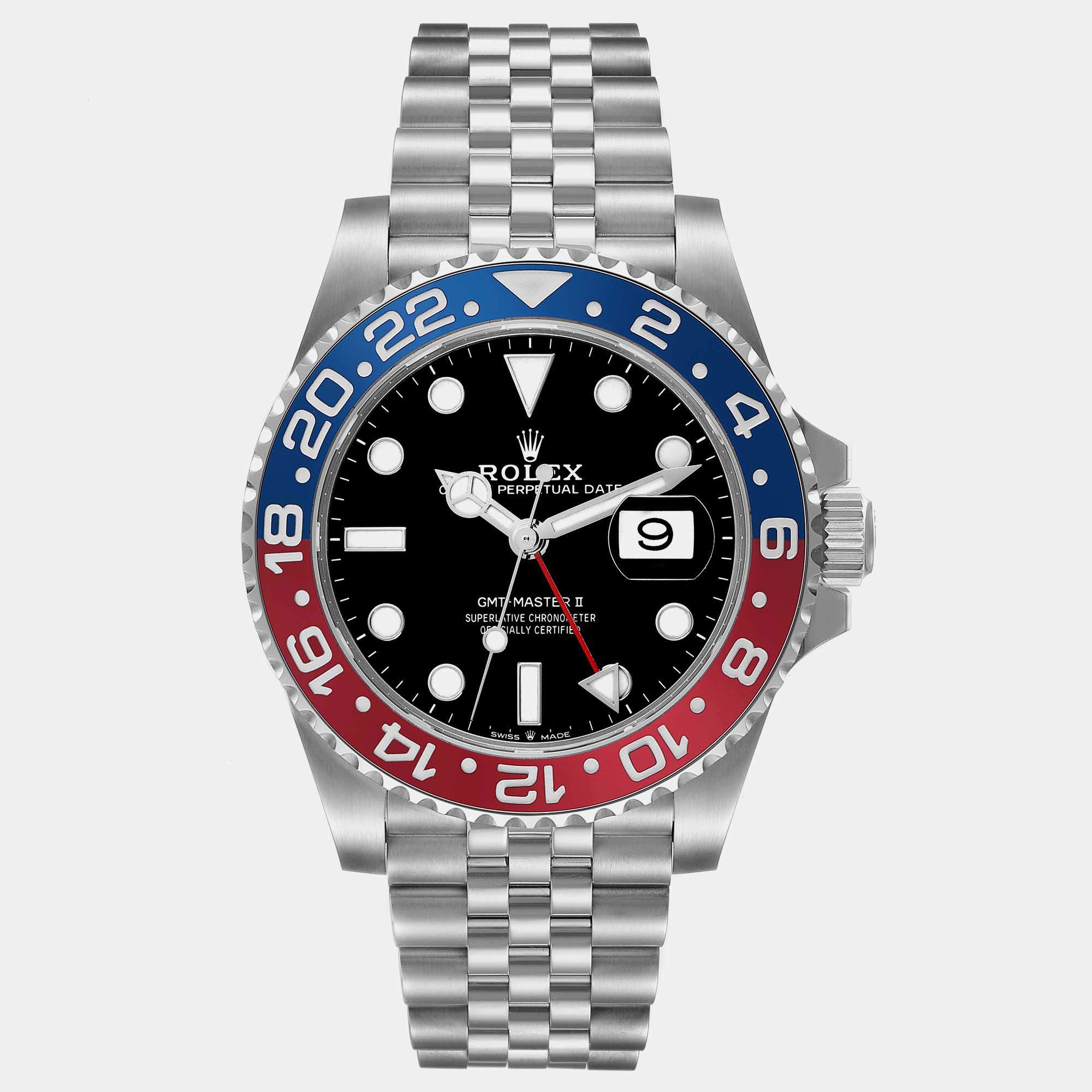 Rolex GMT Master II Blue Red Pepsi Bezel Steel Men's Watch 40.0 mm