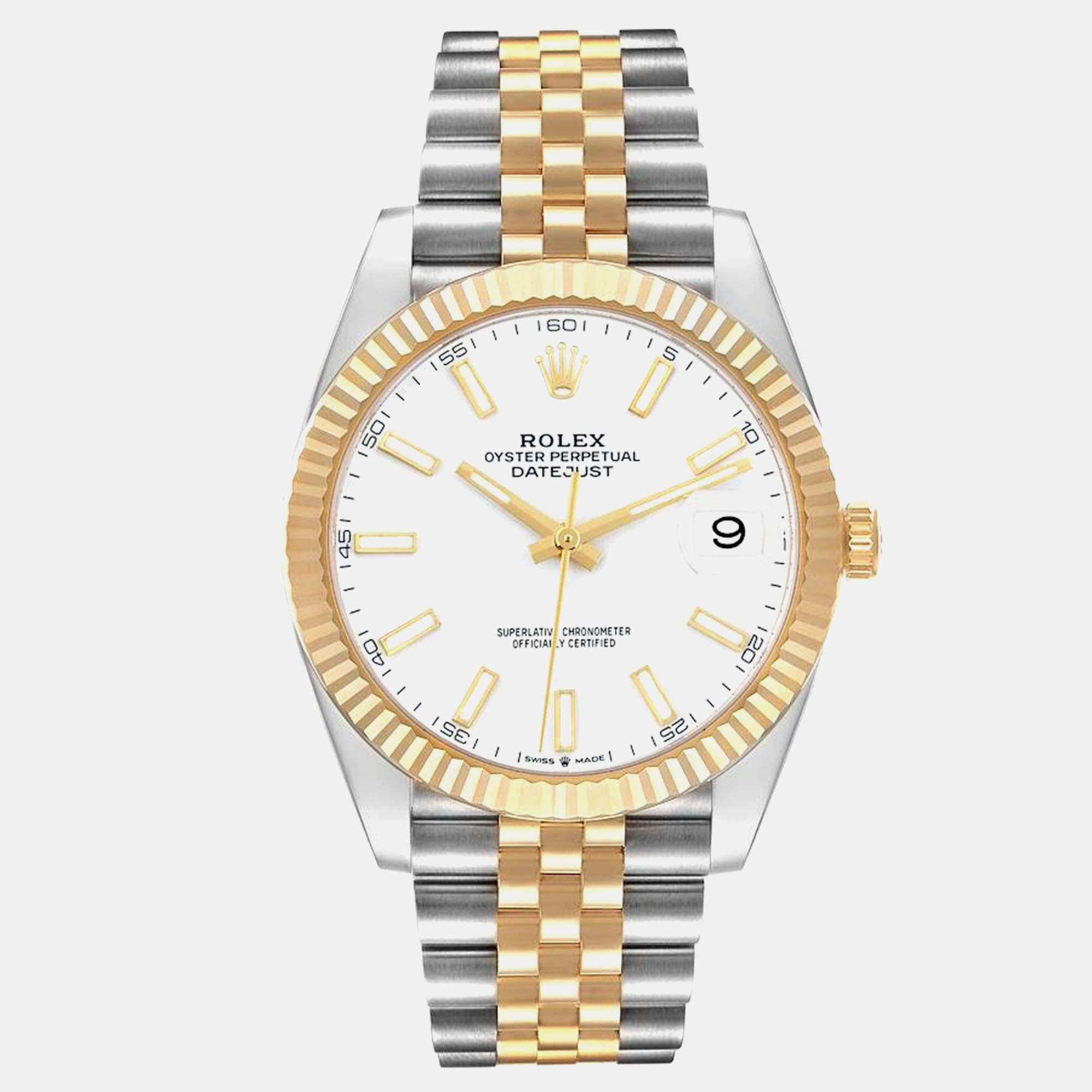 Rolex Datejust 41 Steel Yellow Gold White Dial Mens Watch 126333