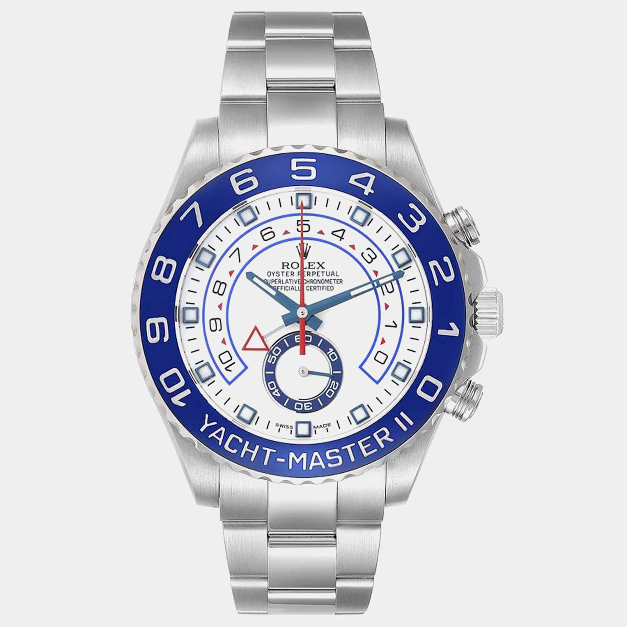 Rolex Yachtmaster II 44mm Steel Blue Cerachrom Bezel Mens Watch 116680  