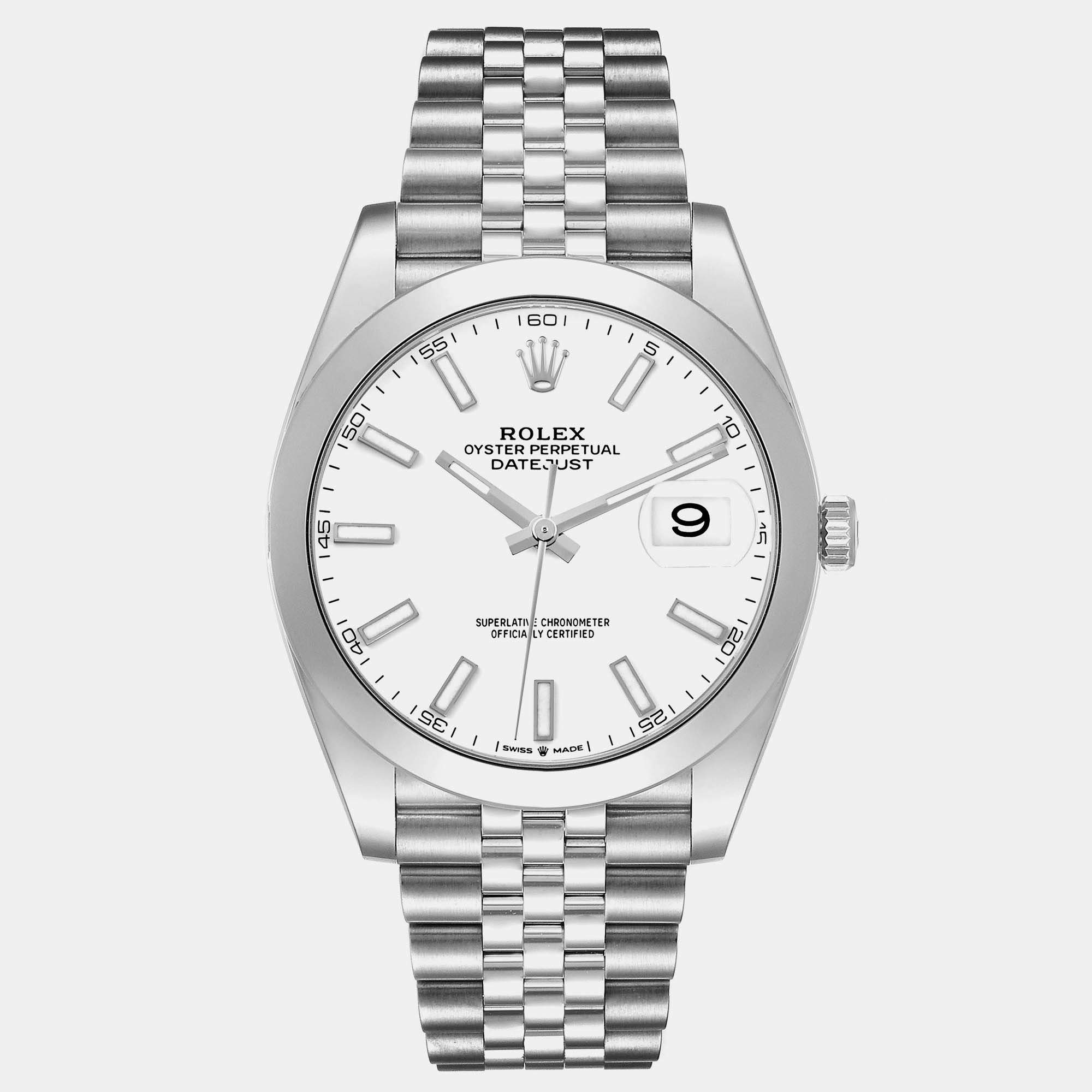 Rolex Datejust White Dial Steel Men's Watch 41.0 mm