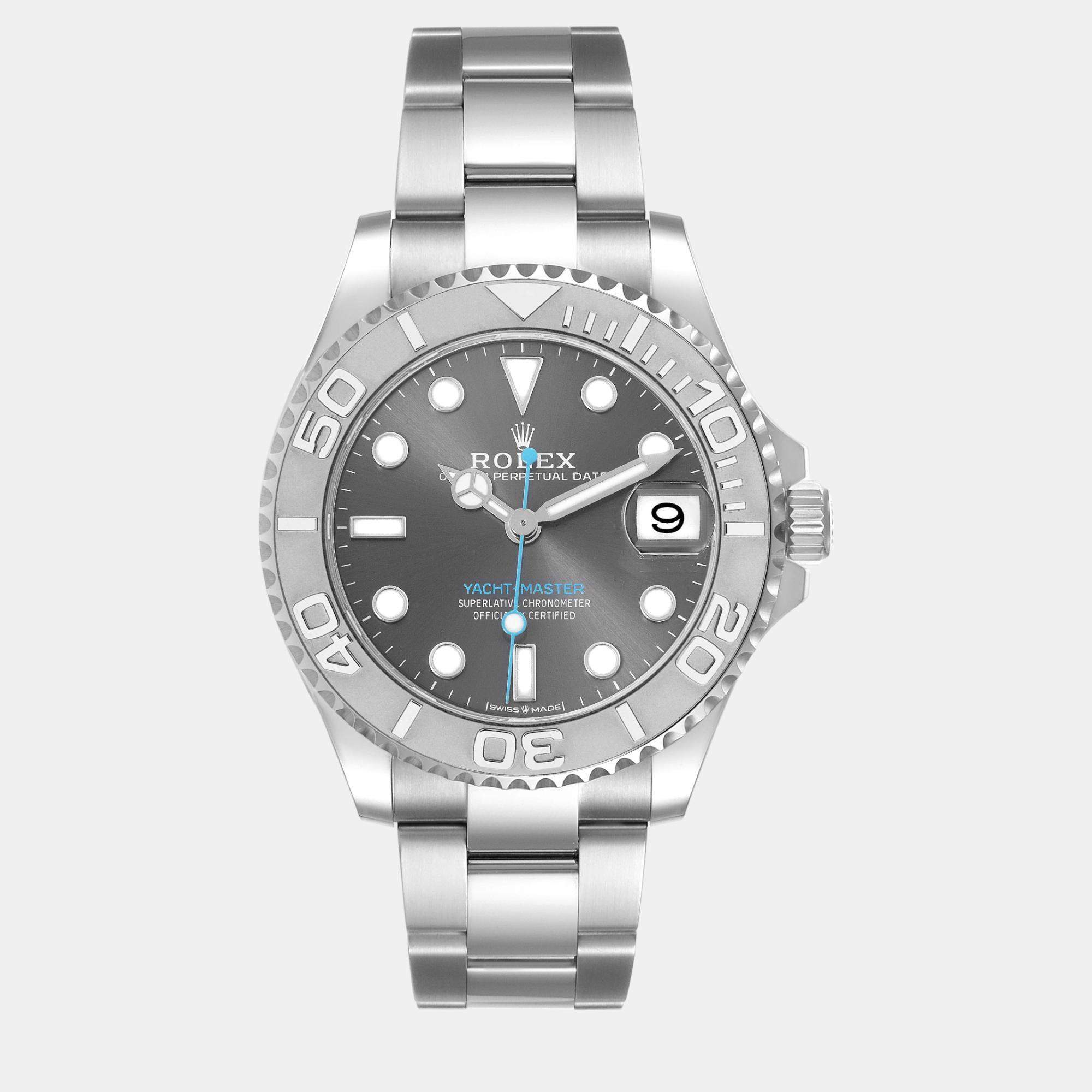 Rolex Yachtmaster Midsize Steel Platinum Bezel Men's Watch  37.0 mm