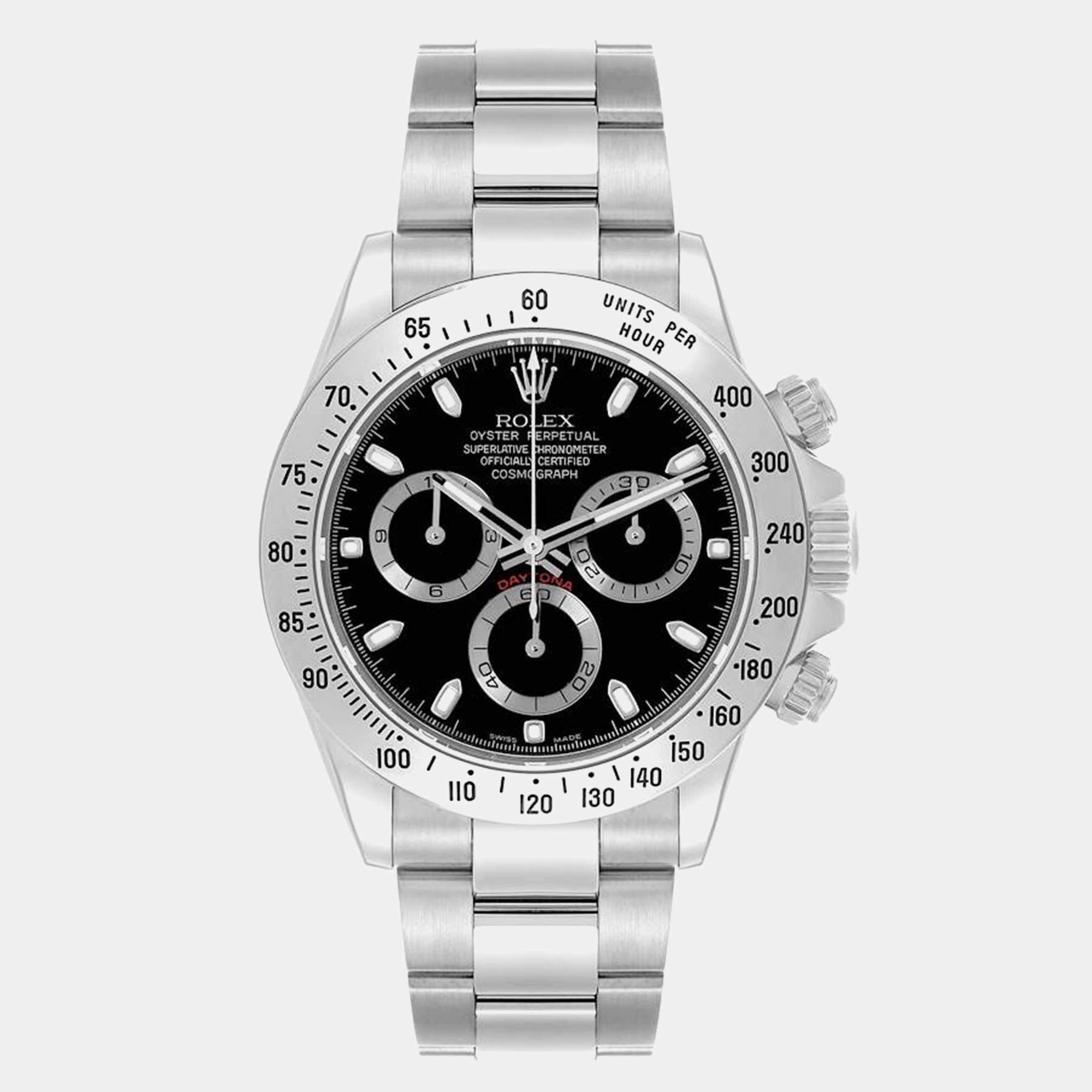 Rolex Daytona Chronograph Black Dial Steel Men's Watch 116520 40 mm