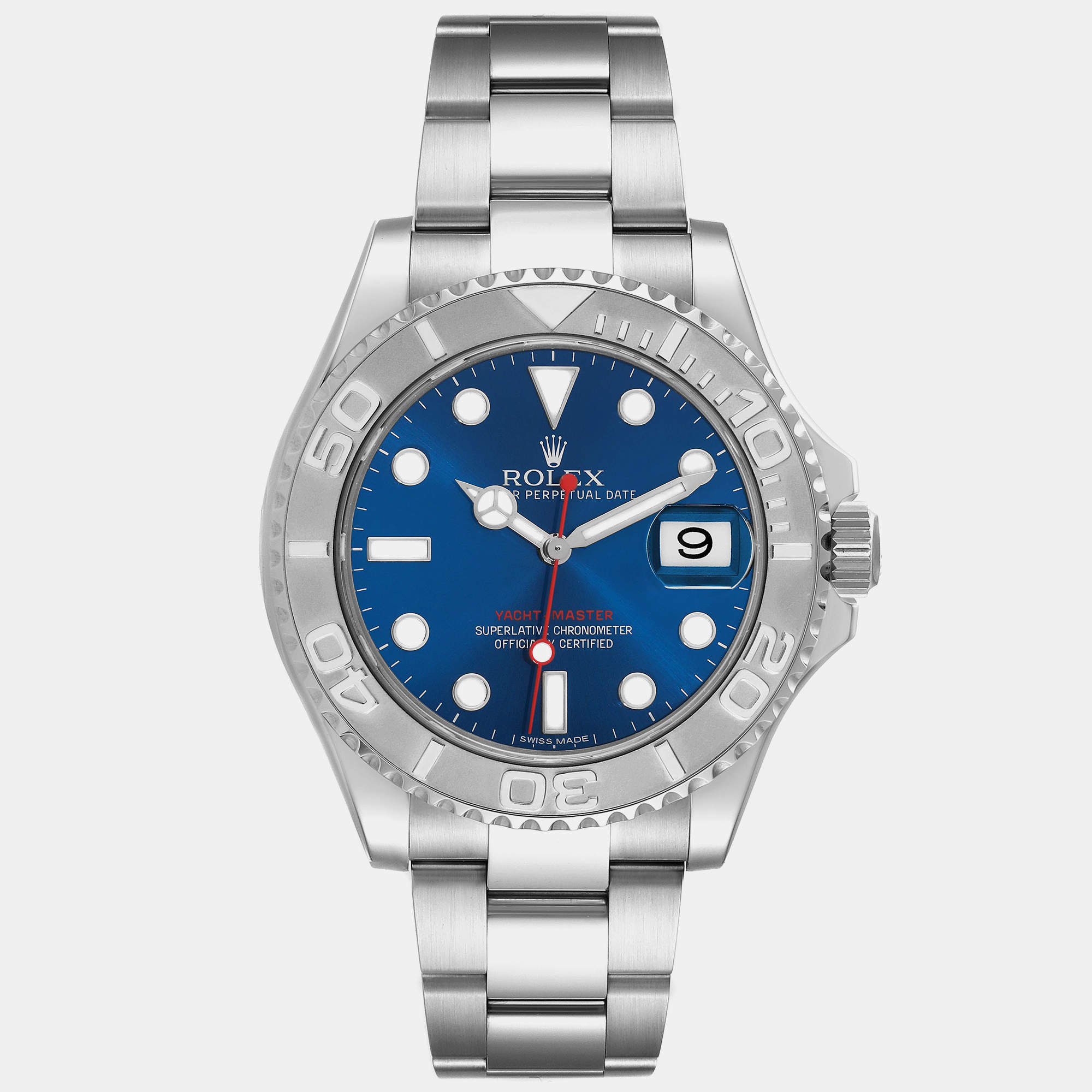 Rolex Yachtmaster Steel Platinum Bezel Blue Dial Mens Watch 116622  