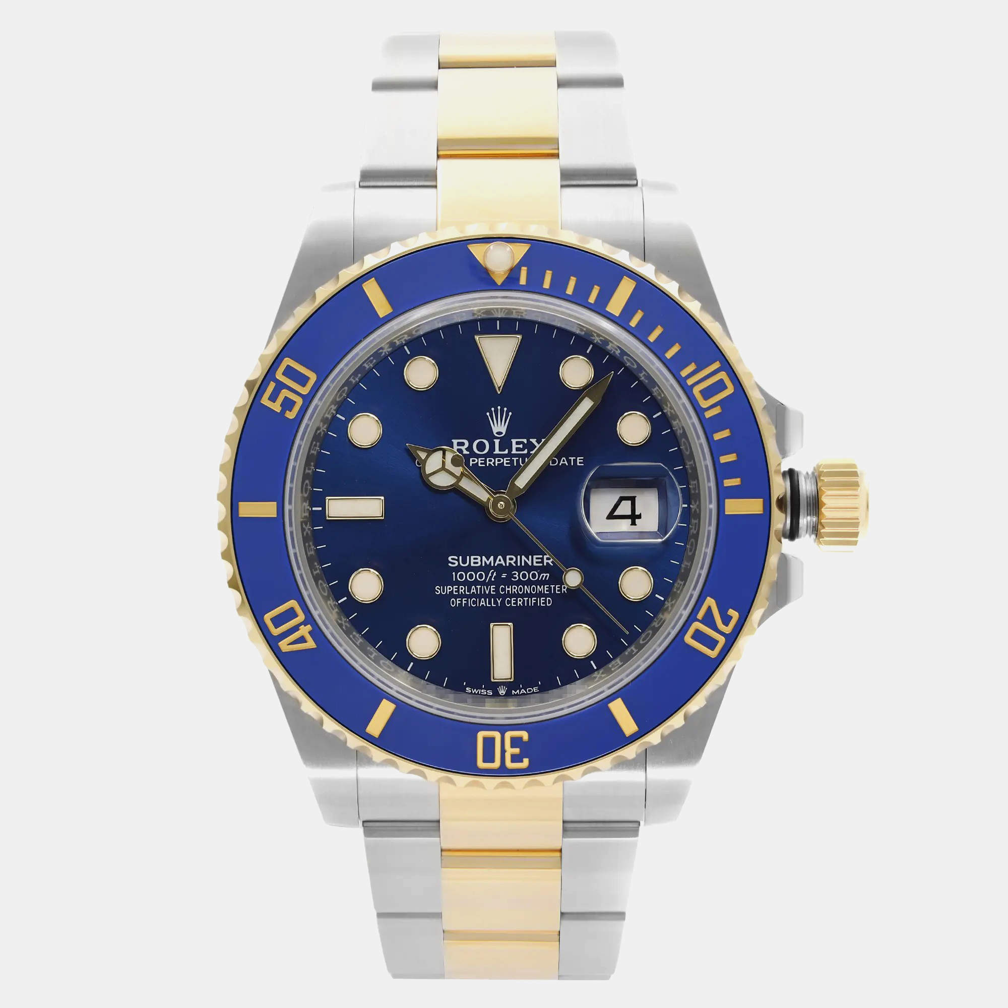  Rolex Blue 18k Yellow Gold And Stainless Steel Submariner 126613lb Automatic Men's Wristwatch 41 mm
