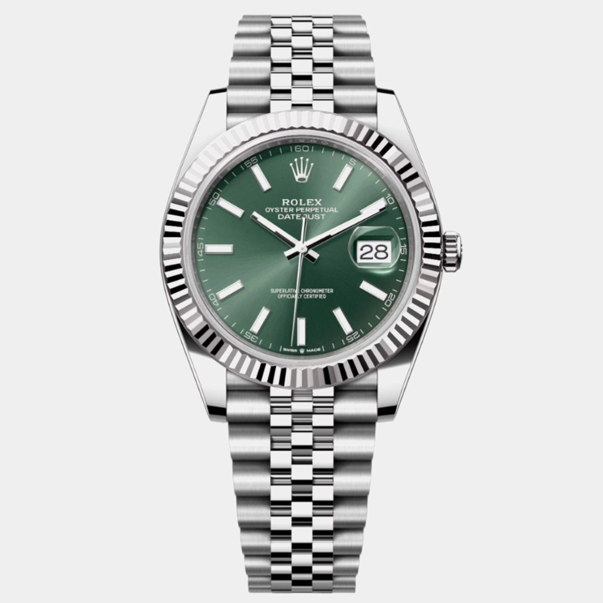 Rolex Mint Stainless Steel Datejust Automatic Men's Wristwatch 41 mm