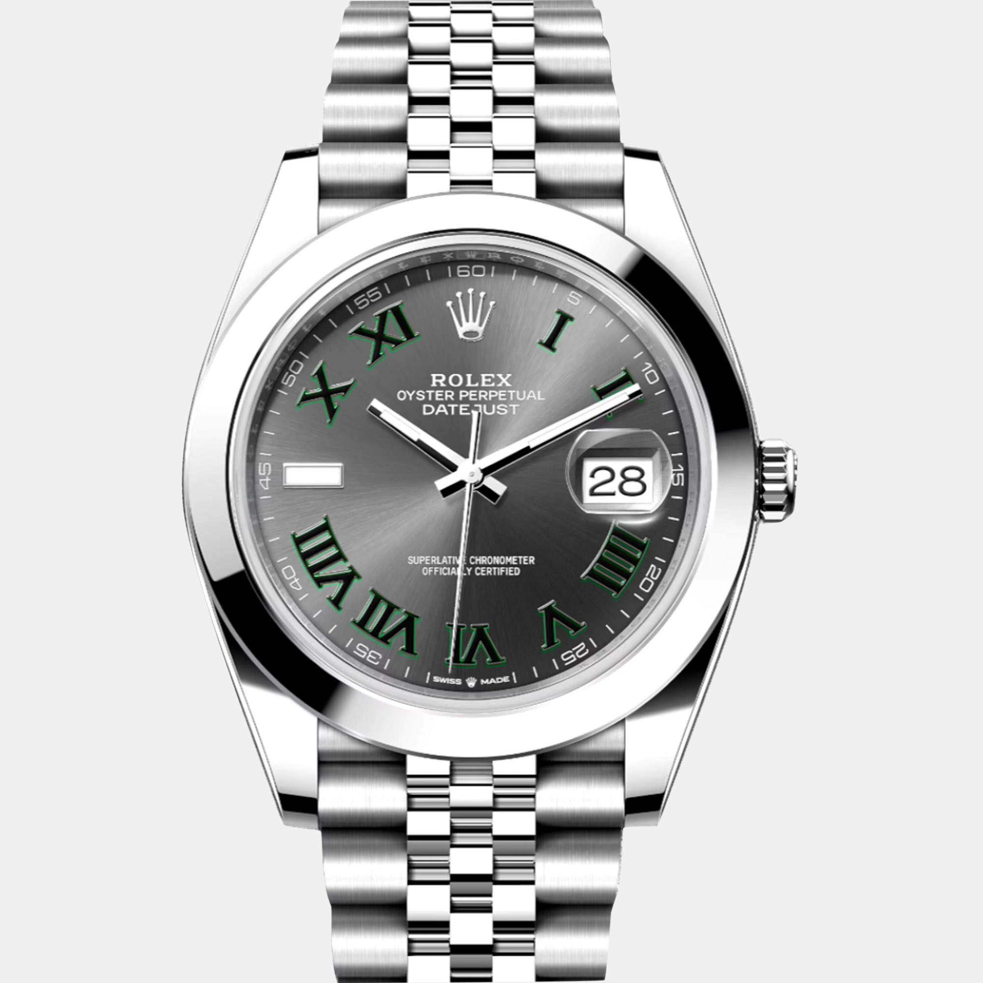 Rolex Slate Stainless Steel Datejust Automatic Men's Wristwatch 41 mm