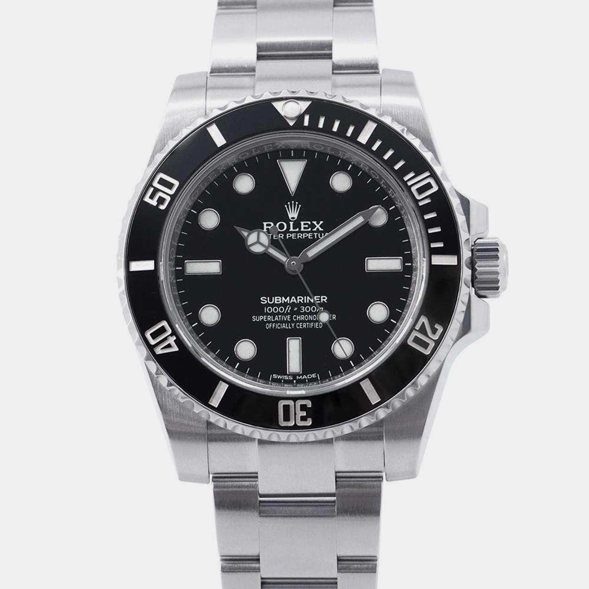 Rolex Black Stainless Steel Submariner Automatic Men's Wristwatch 40 mm