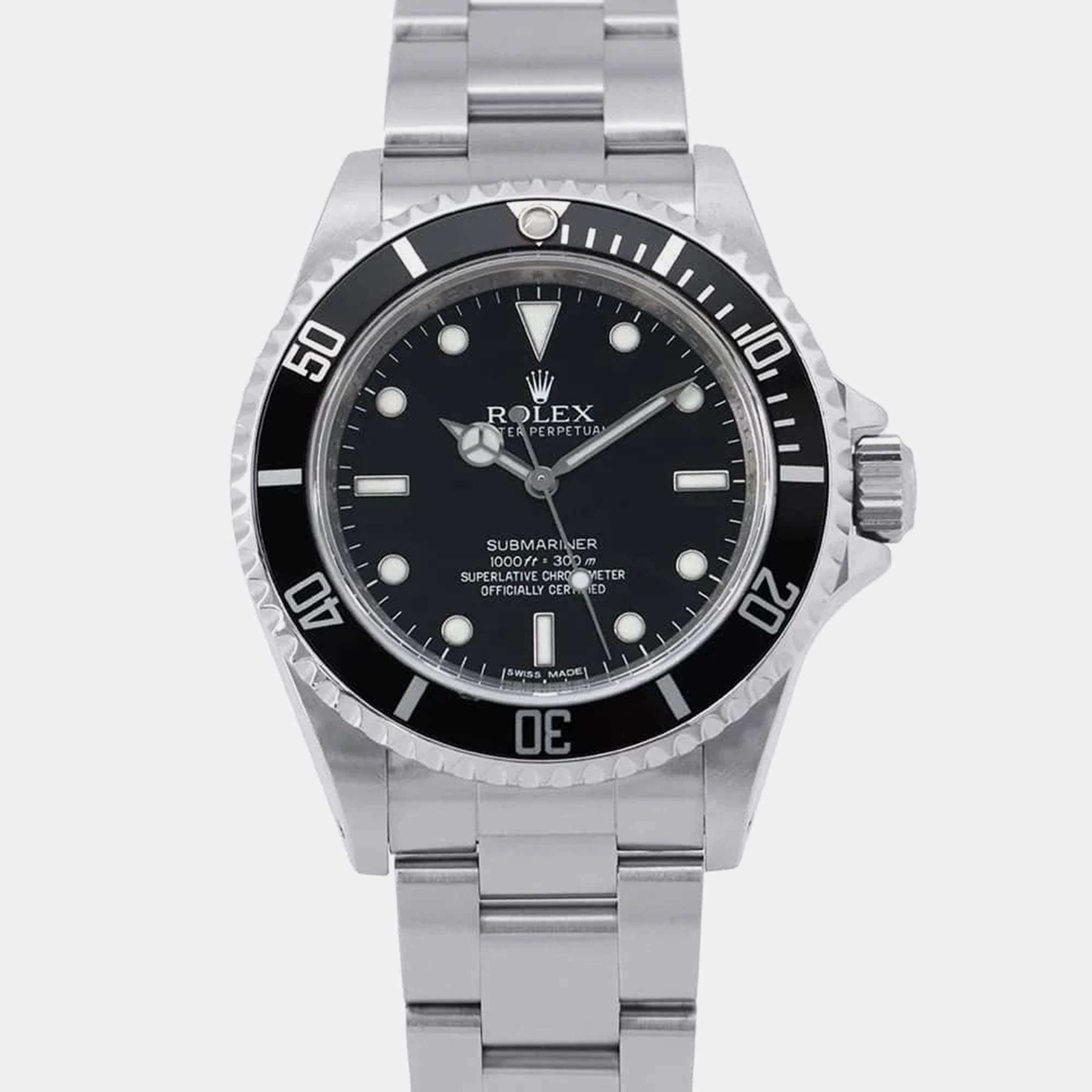 Rolex Black Stainless Steel Submariner Automatic Men's Wristwatch 40 mm