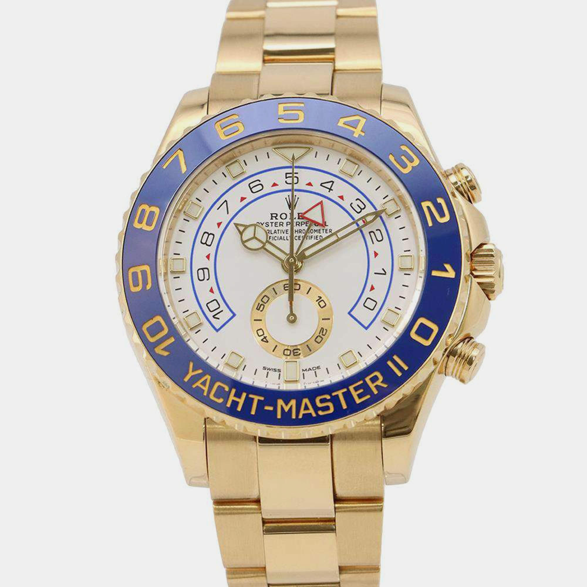 Rolex White 18K Yellow Gold Yacht-Master II Automatic Men's Wristwatch 44 mm