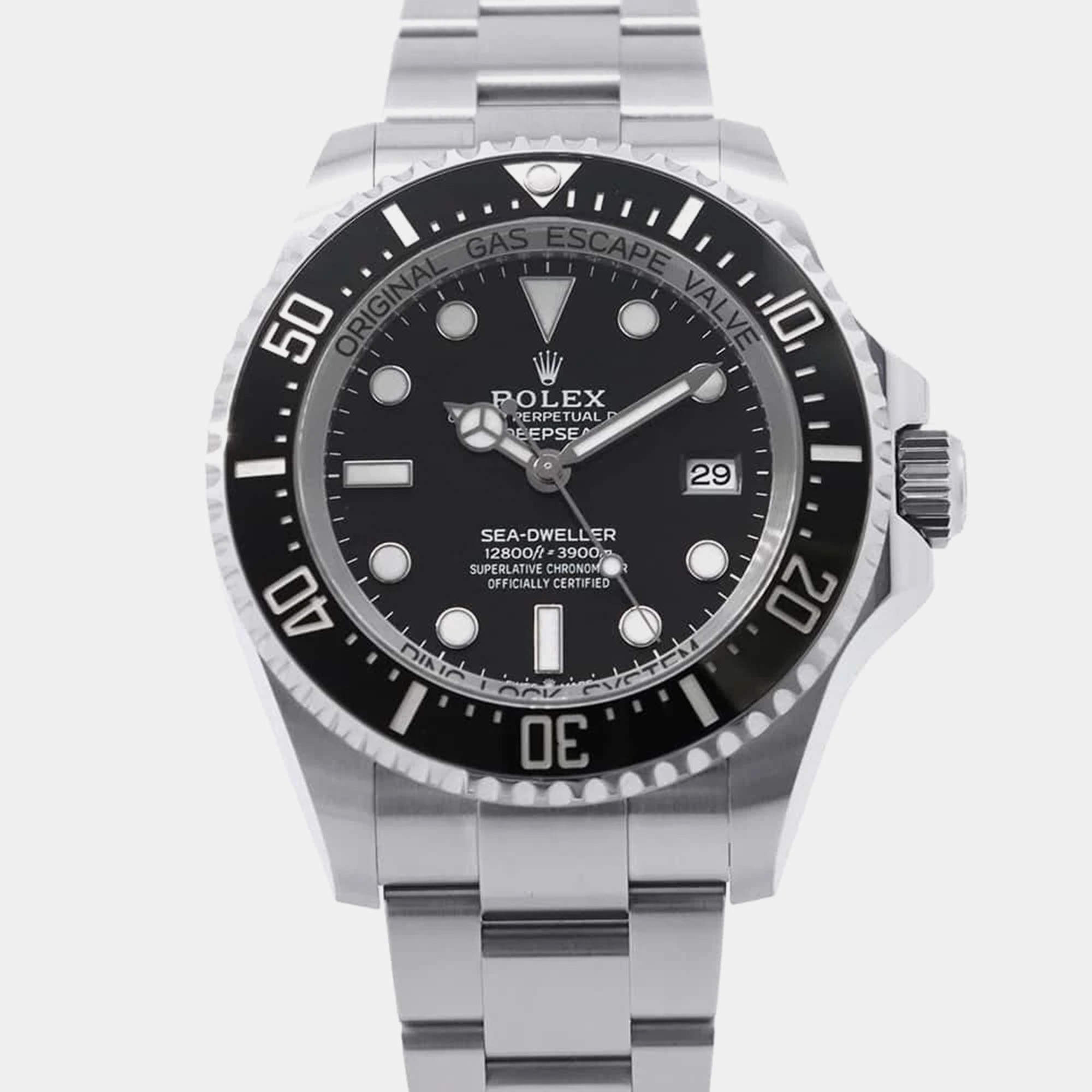 Rolex Black Stainless Steel Sea-Dweller Deepsea 136660 Automatic Men's Wristwatch 44 mm