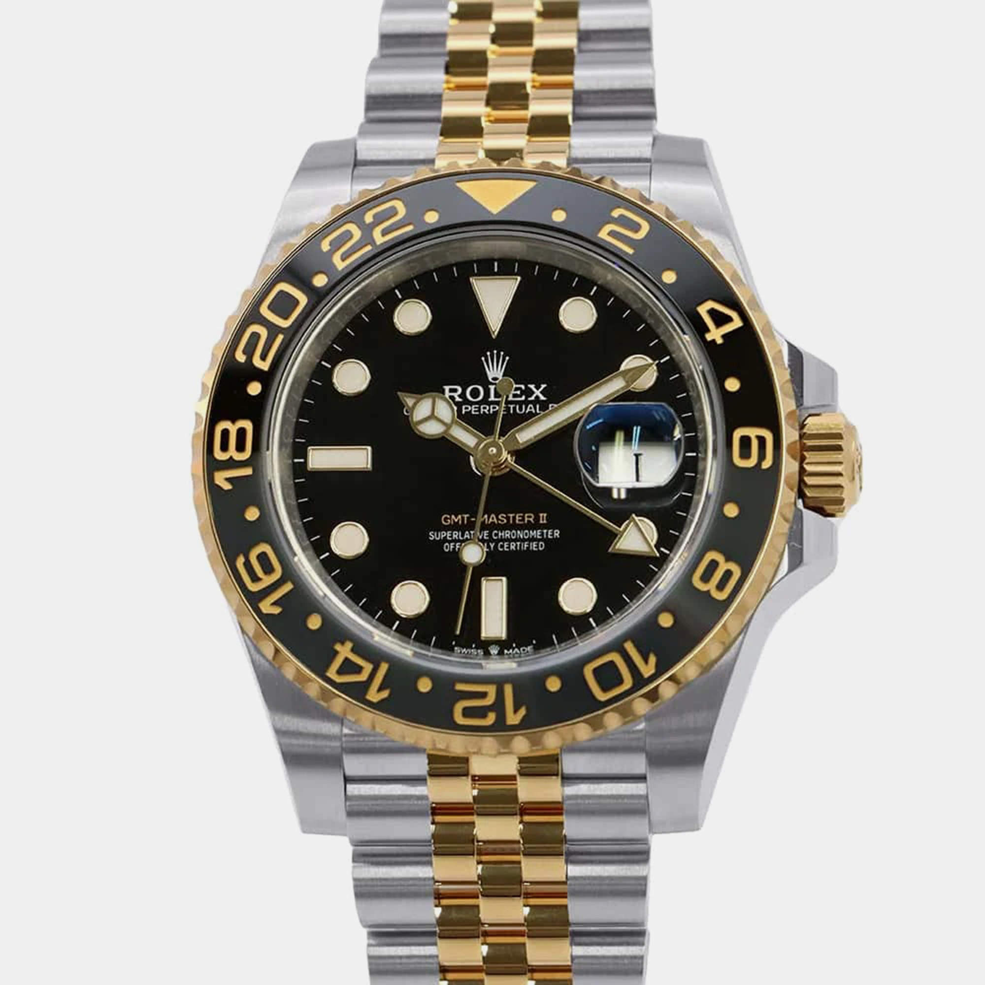 Rolex Black 18k Yellow Gold Stainless Steel GMT-Master II 126713GRNR Automatic Men's Wristwatch 40 mm