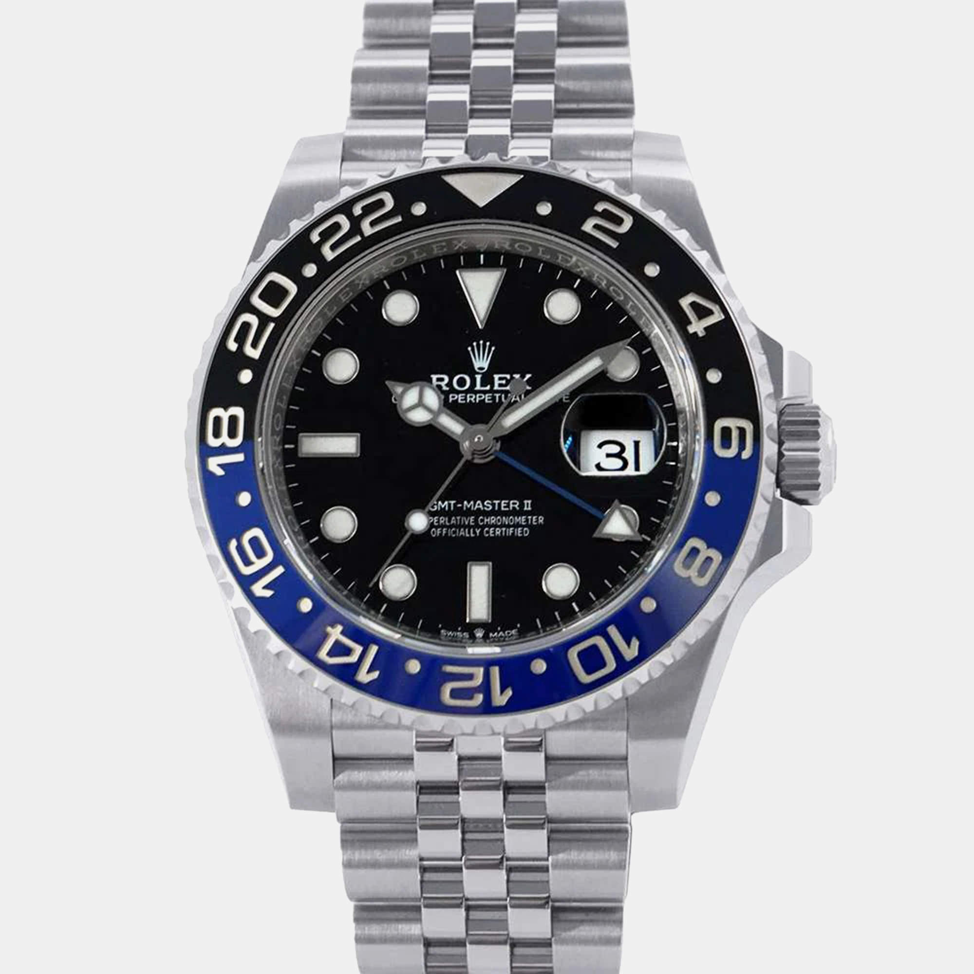 Rolex Black Stainless Steel GMT-Master II Automatic Men's Wristwatch 40 mm