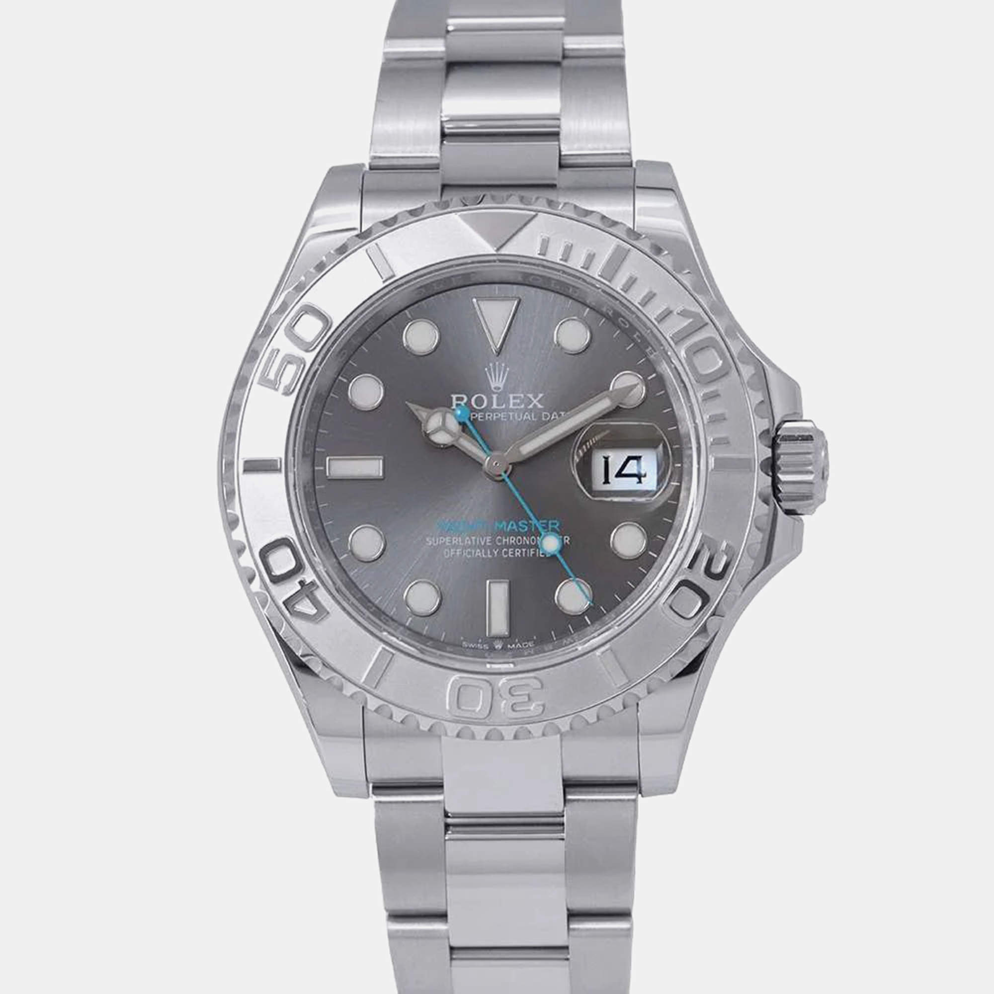 Rolex Grey Stainless Steel Yacht-Master Automatic Men's Wristwatch 40 mm