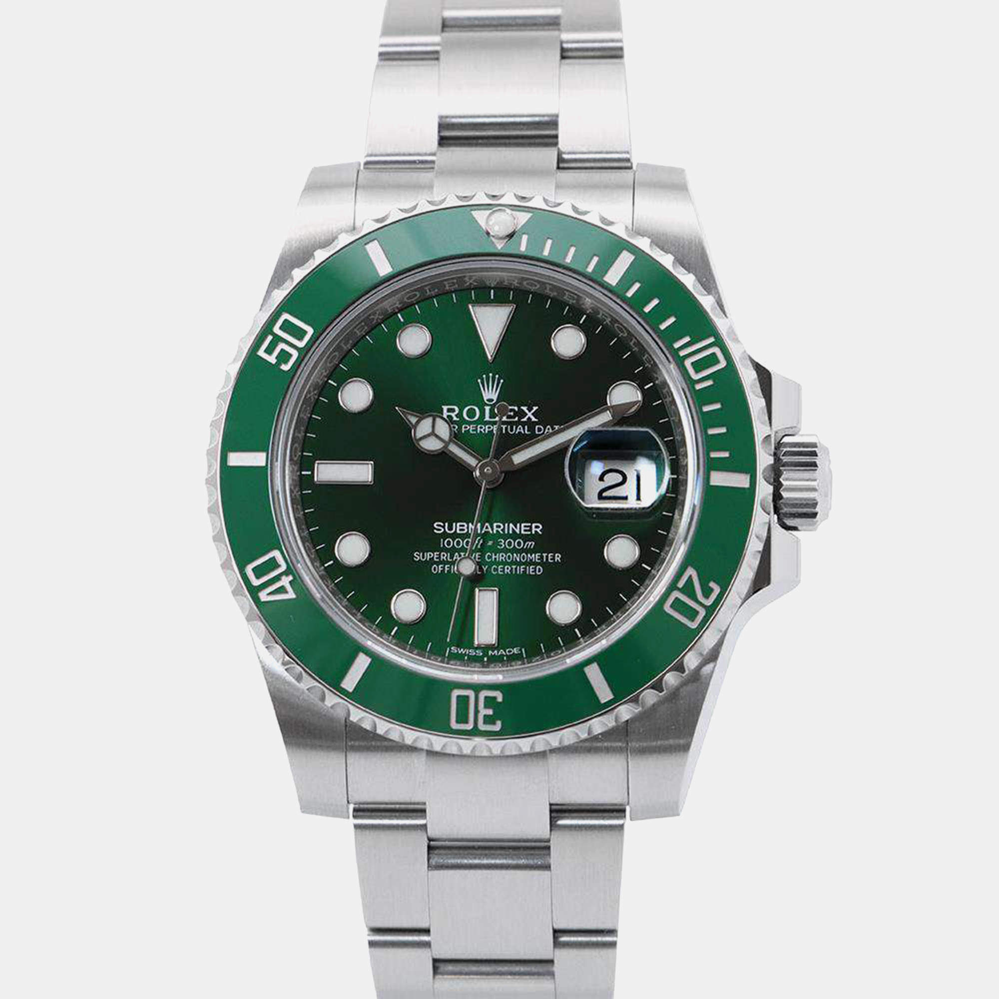 Rolex Green Stainless Steel Submariner 116610LV Automatic Men's Wristwatch 40mm