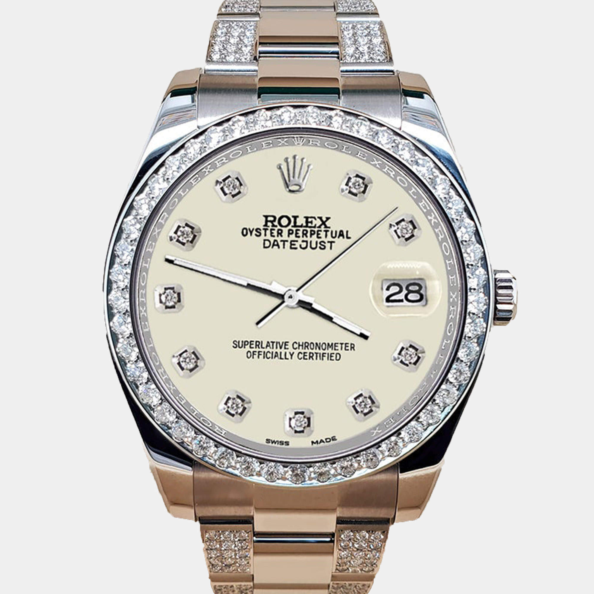 Rolex Custom 5ct Diamond Stainless Steel Datejust II 116300 Automatic Men's Wristwatch 41 mm